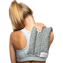 SacksyThyme Microwave Heating Pad for Back, Neck, Menstrual Cramps, Shoulders, Leg Pain Relief - Hot Moist Microwavable Therapy Pack - Gray Unscented Flaxseed Heat Pad Made in USA