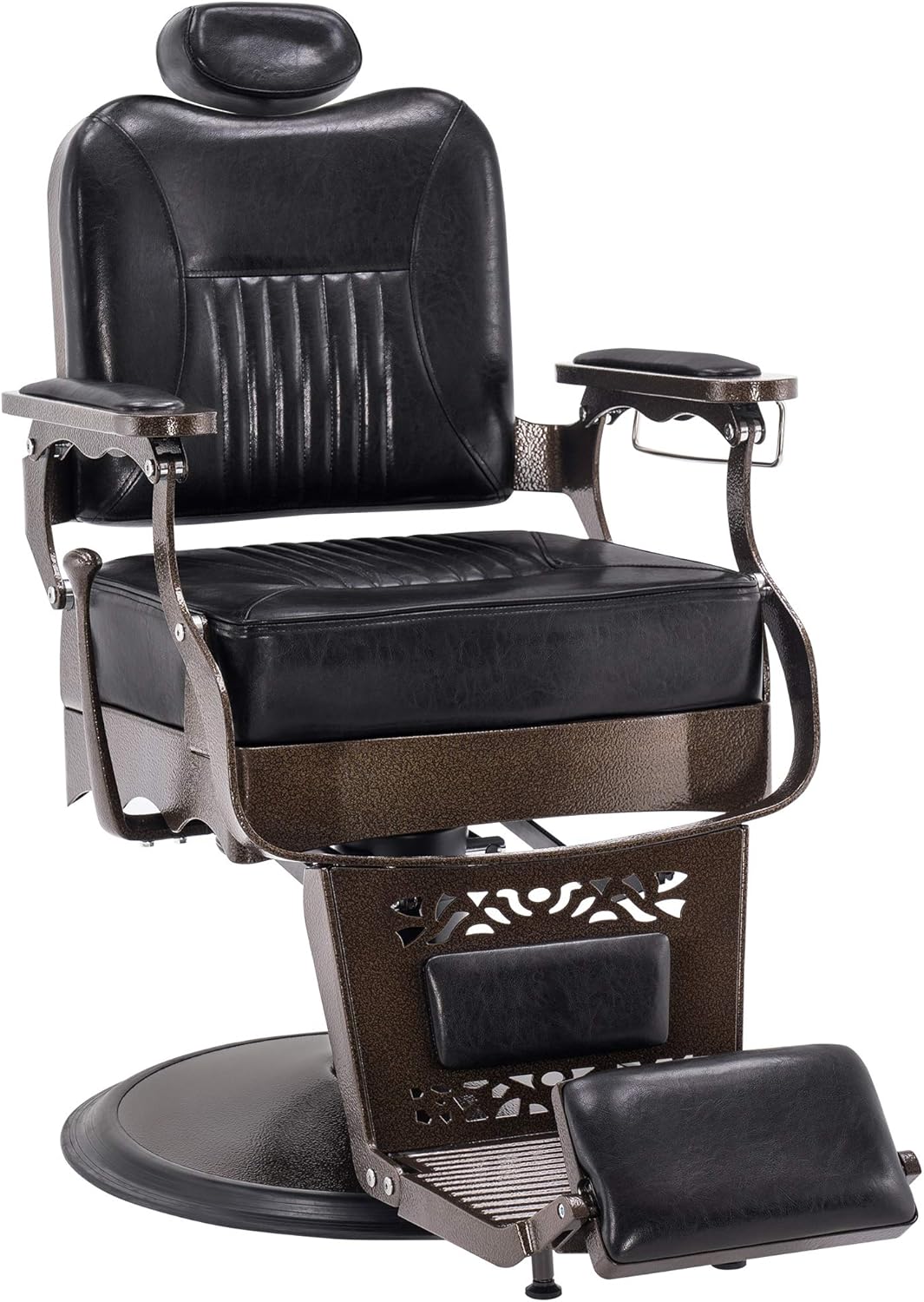 BarberPub Heavy Duty Metal Vintage Barber Chair All Purpose Hydraulic Recline Salon Beauty Spa Chair Styling Equipment 2925 (Black)
