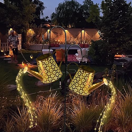 Mousike Luces solares para decoración de jardín al aire libre, linterna colgante grande, impermeable, regadera, luces de paisaje, decoraciones