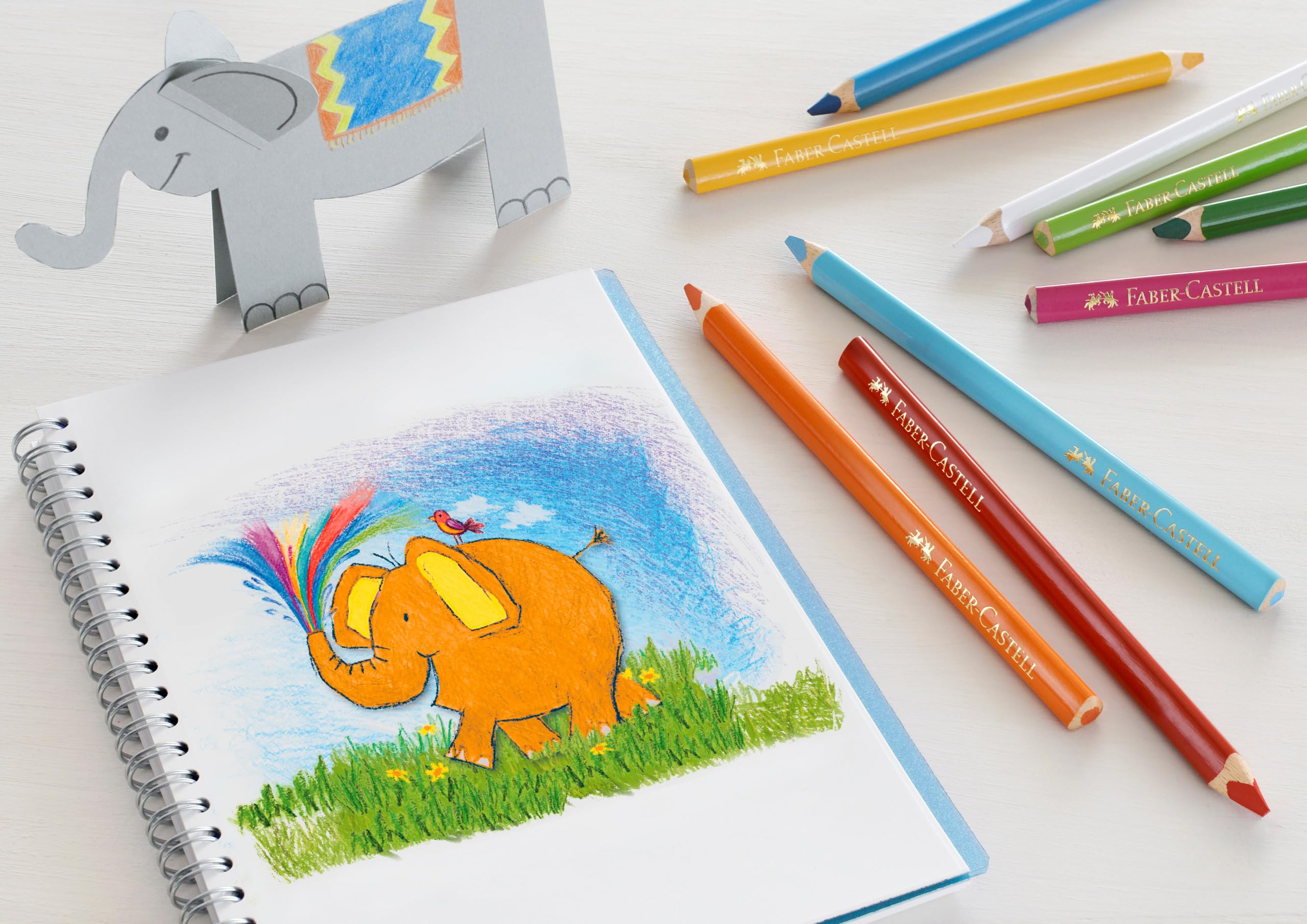 FABER-CASTELL - zestaw kredek trójkątnych Jumbo, 12 sztuk | Ergonomiczne kredki jumbo z wyjątkowo grubym wkładem 5,4 mm dla dzieci