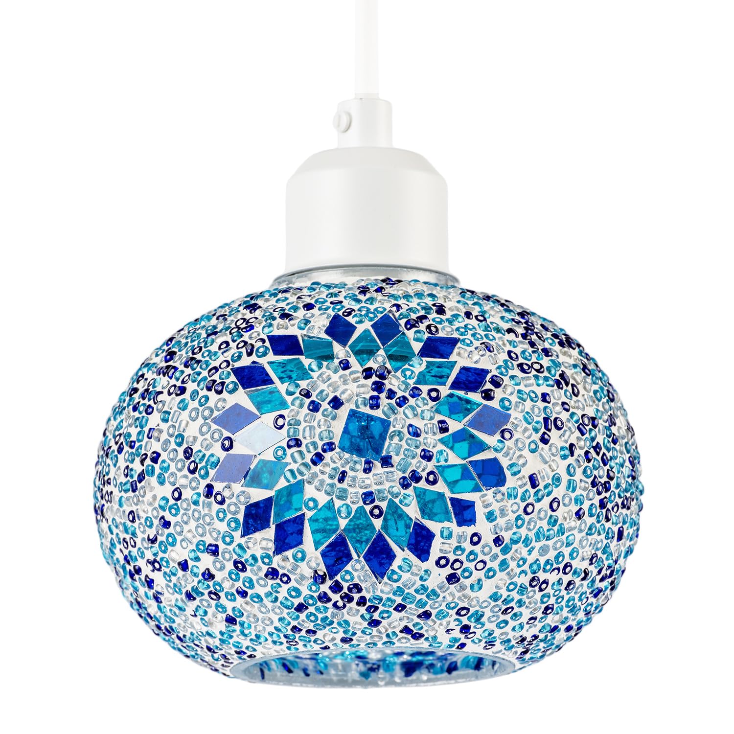 B&Q -  Light And Dark Blue Mosaic Glass Artisanal Pendant Ceiling Light Shade