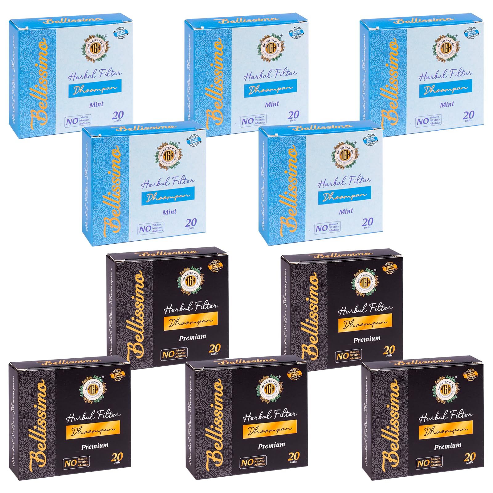 Bellissimo Herbal Cigarette, Tobacco & Nicotine free Herbal Filter Dhoompan, Premium & Mint Flavor, Rolled in Tendu Leaves, Helps Quit, Non-Addictive Cessation, Pack of 10-image-44