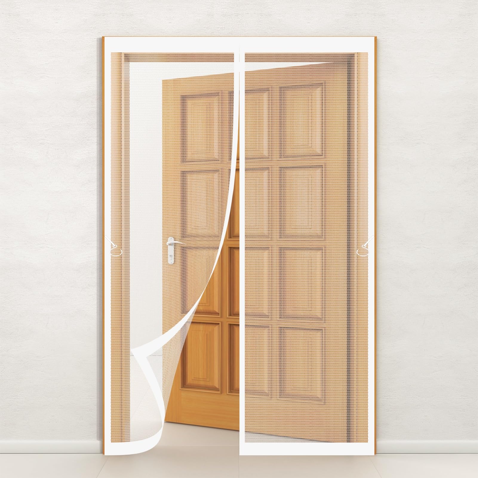 Moustiquaire porte fenetre 118x210 rideau anti insecte magnetique blanc exterieur