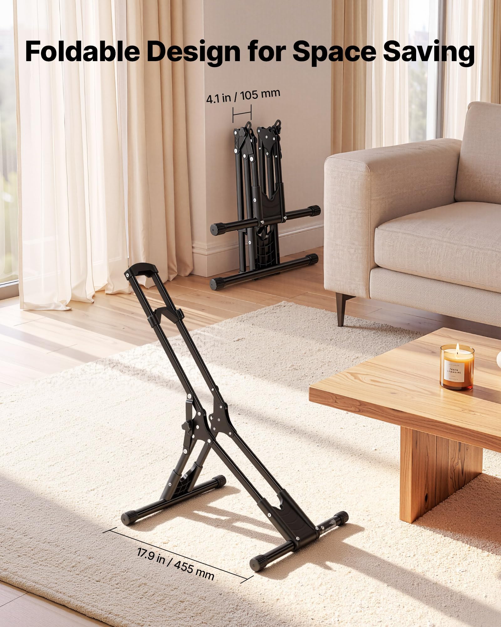 VEVOR Support de Vélo au Sol, Râtelier Vélo Pliable Autoportant, Lot de 2