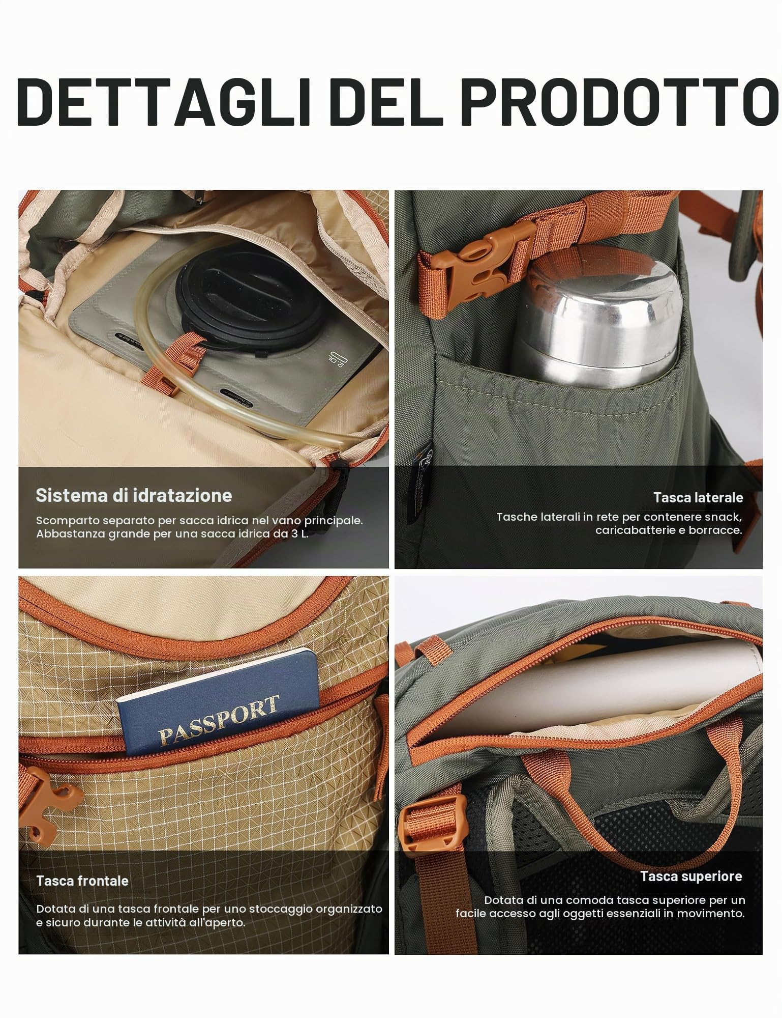 MOUNTAINTOP 28 Litri Zaino da Trekking Zaino Montagna Unisex Zaino Escursione per Viaggio Hiking Campeggio, 31 x 16 x 52 cm