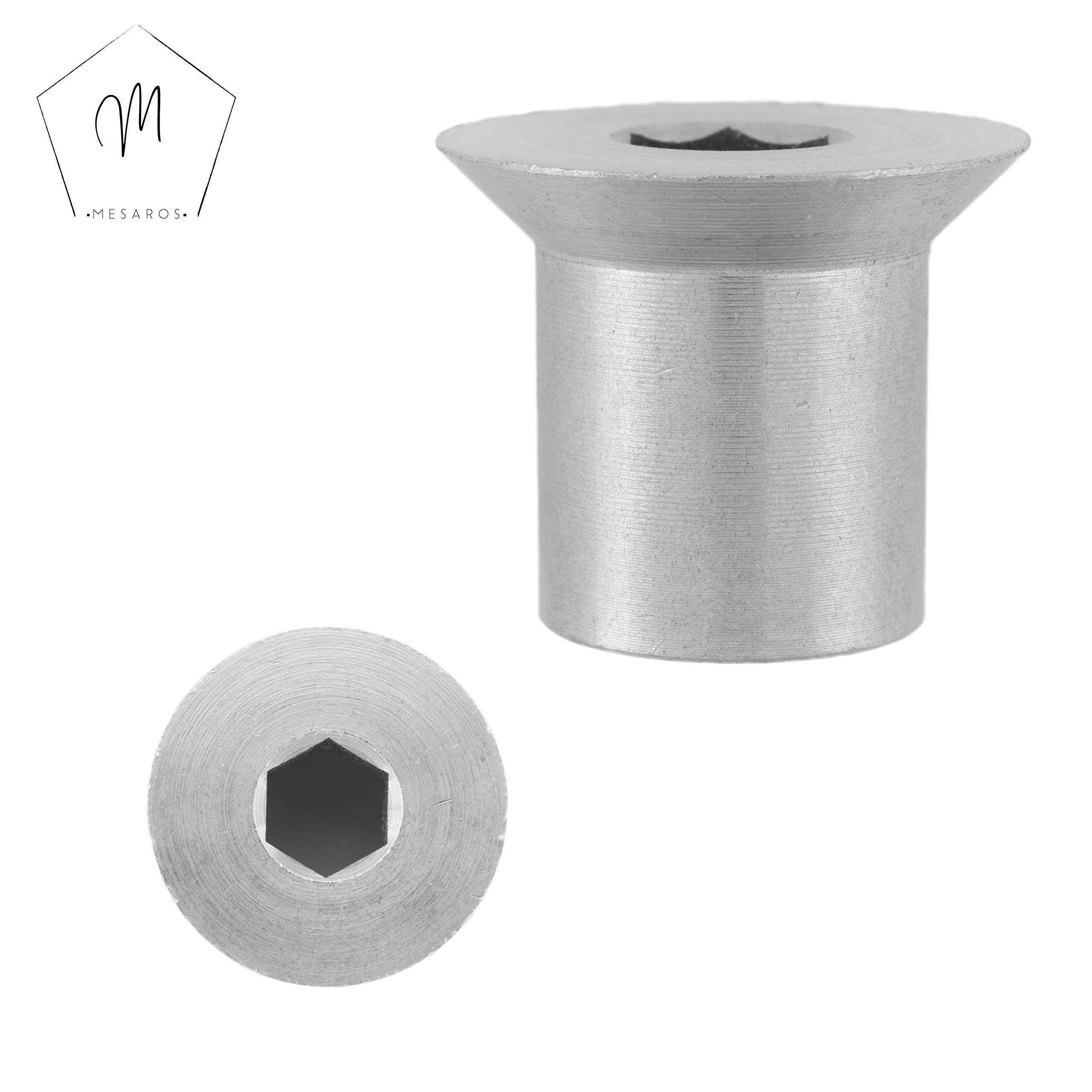 Hülsenmuttern mit Senkkopf u. Innensechskant M8x16 mm aus Edelstahl A1 (20 Stück) MESAROS®