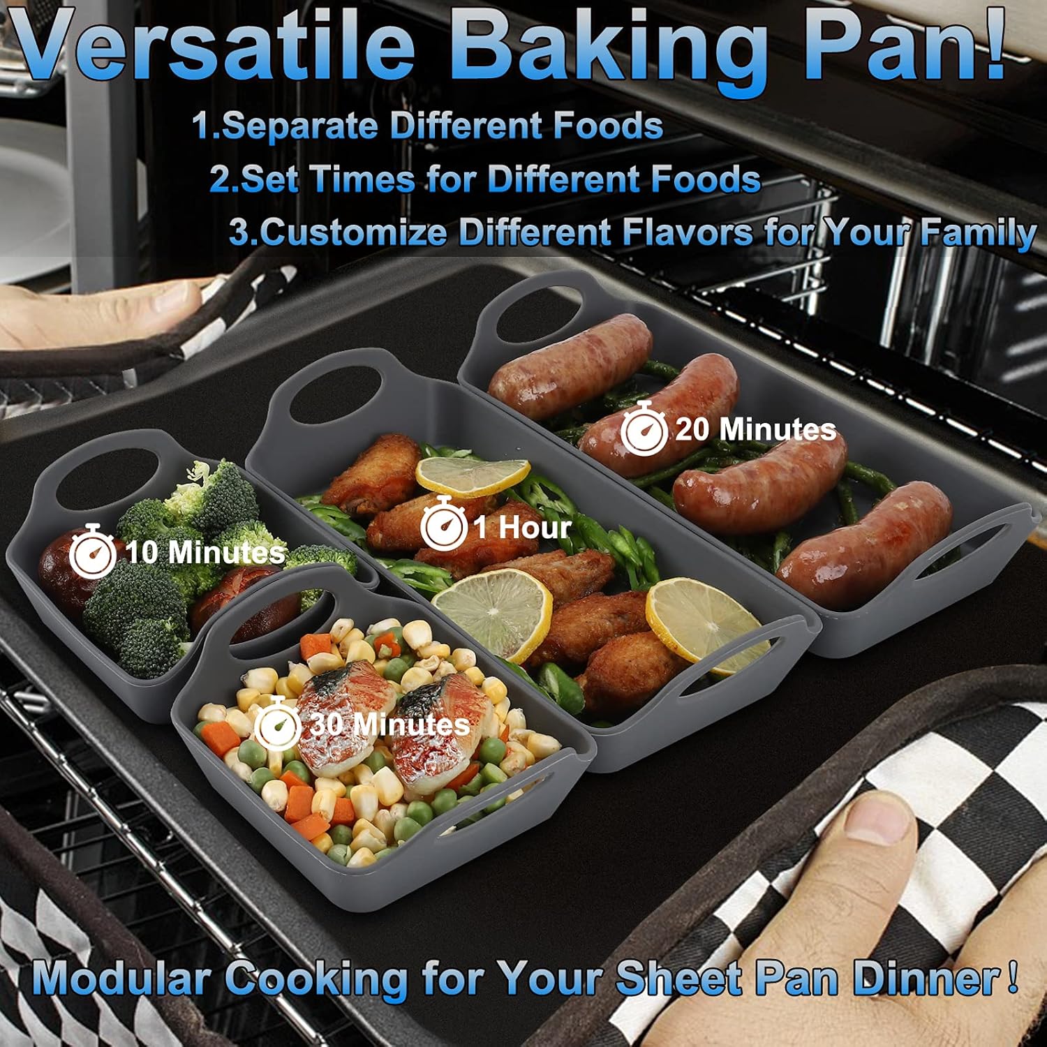 Silicone Nonstick Baking Sheet Pan Dividers with Heatproof Handles