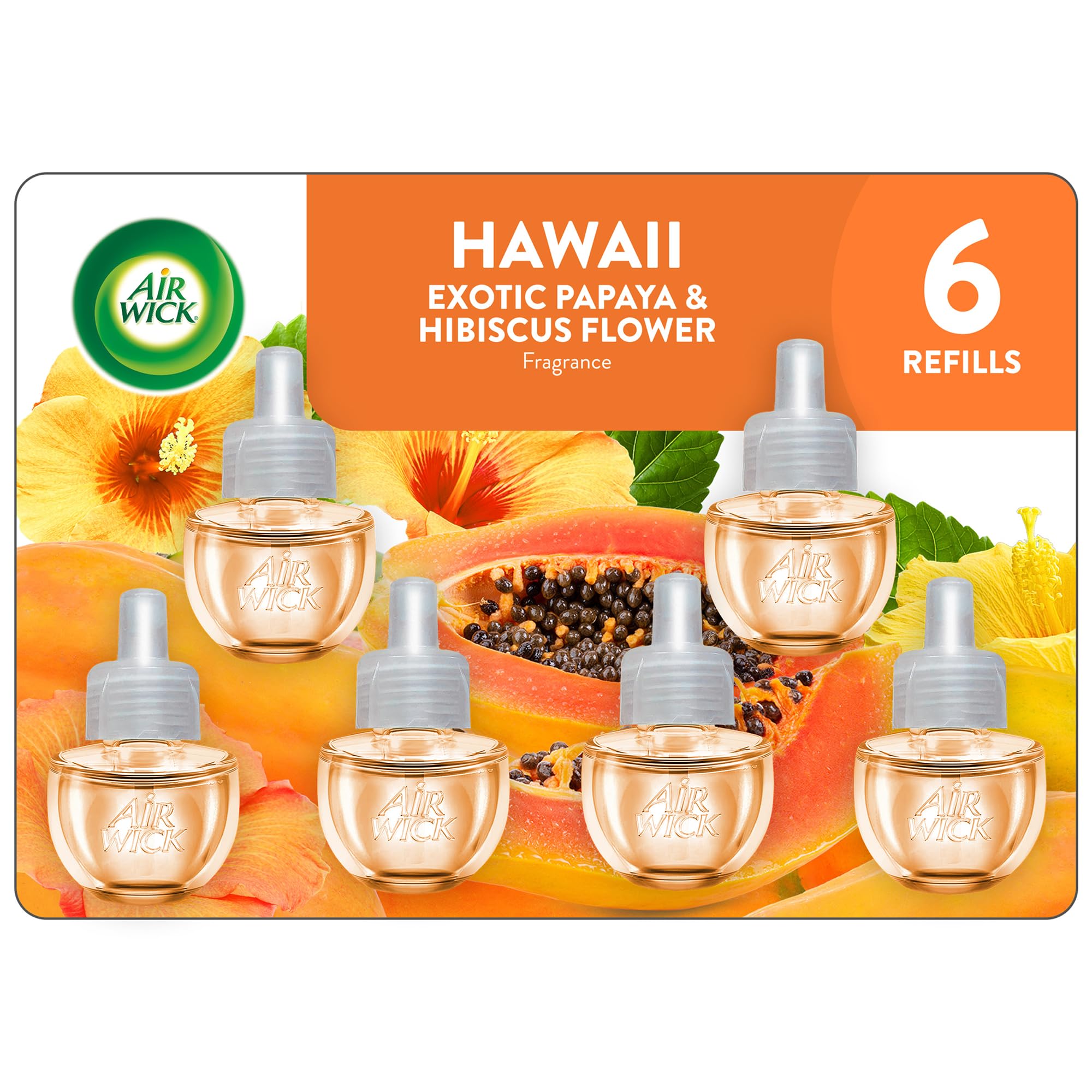 Air Wick Plug In Refills, Hawaii Exotic Papaya &amp; Hibiscus Flower, 6ct