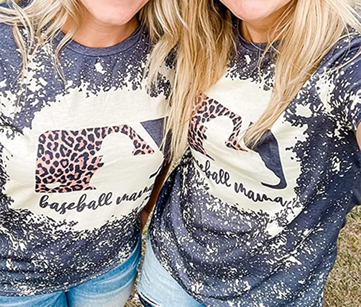 Baseball Mama Bleached T-Shirt for Women Funny Leopard Graphic Mama Distressed Shirt Letter Print Baseball Mom Tee Tops - Image 3