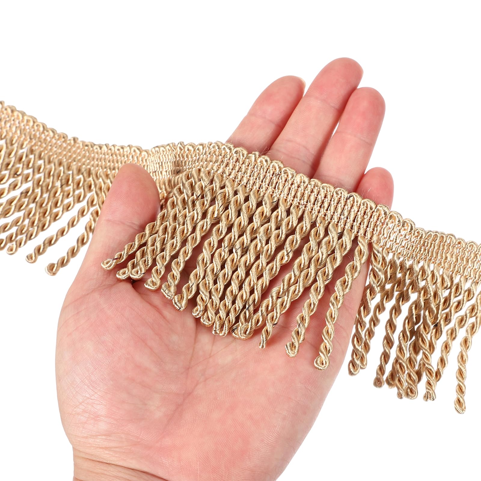 Bordure à franges jaune clair PATIKIL 4,6m pour rideau et canapé
