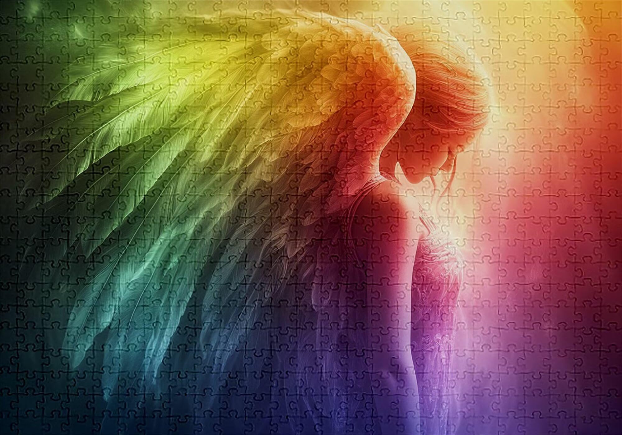 Puzzle 2000 sztuk anioł puzzle dla dorosłych 100 x 70 cm unikalne rzemiosło klasyczne 3D drewniana układanka do rodzinnych gier aktywnych, układanka do samodzielnego wykonania nawet do