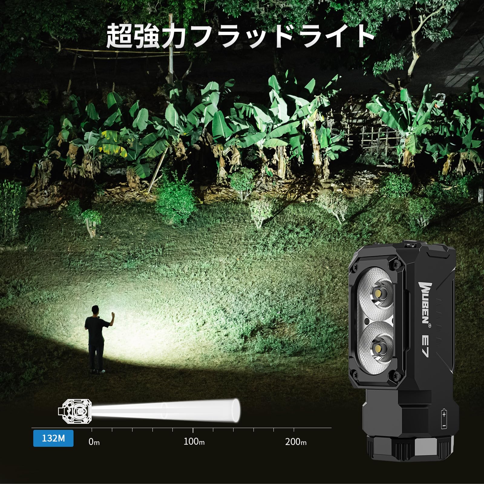 Amazon.co.jp: WUBEN E7 1800 ルーメン 充電式ミニ懐中電灯 マグネット