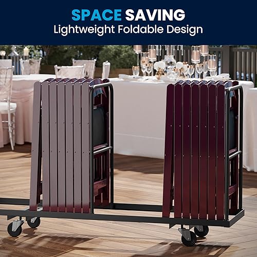 Miniatura 6 de Flash Furniture Hercules Series Silla plegable, de resina caoba roja, paquete de 4, capacidad de peso de 1,000 lbs, ligera y cómoda para eventos