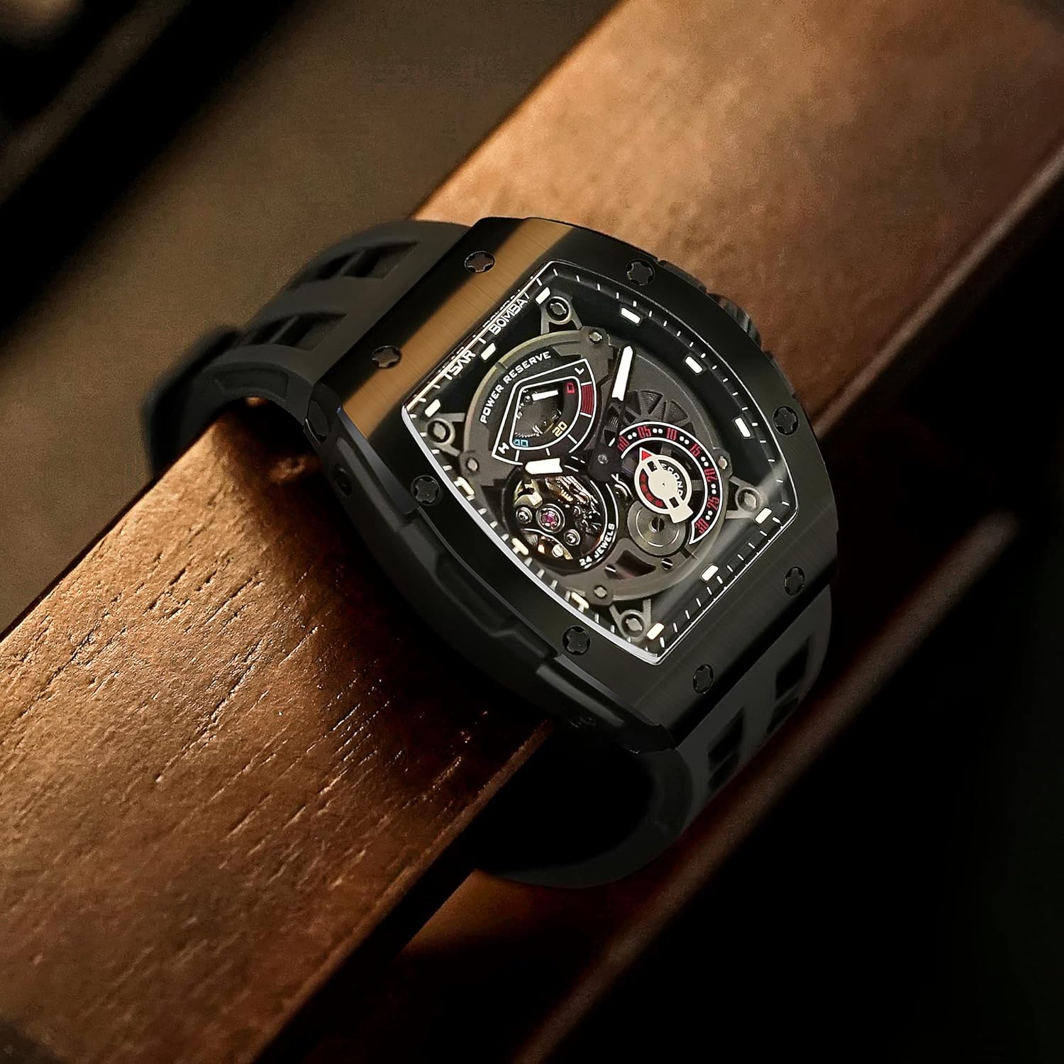 Miniatura 5 de TSAR BOMBA Relojes para hombre mecánico automático para hombre reloj de pulsera analógico impermeable reloj Tonneau de regalo esfera grande reloj