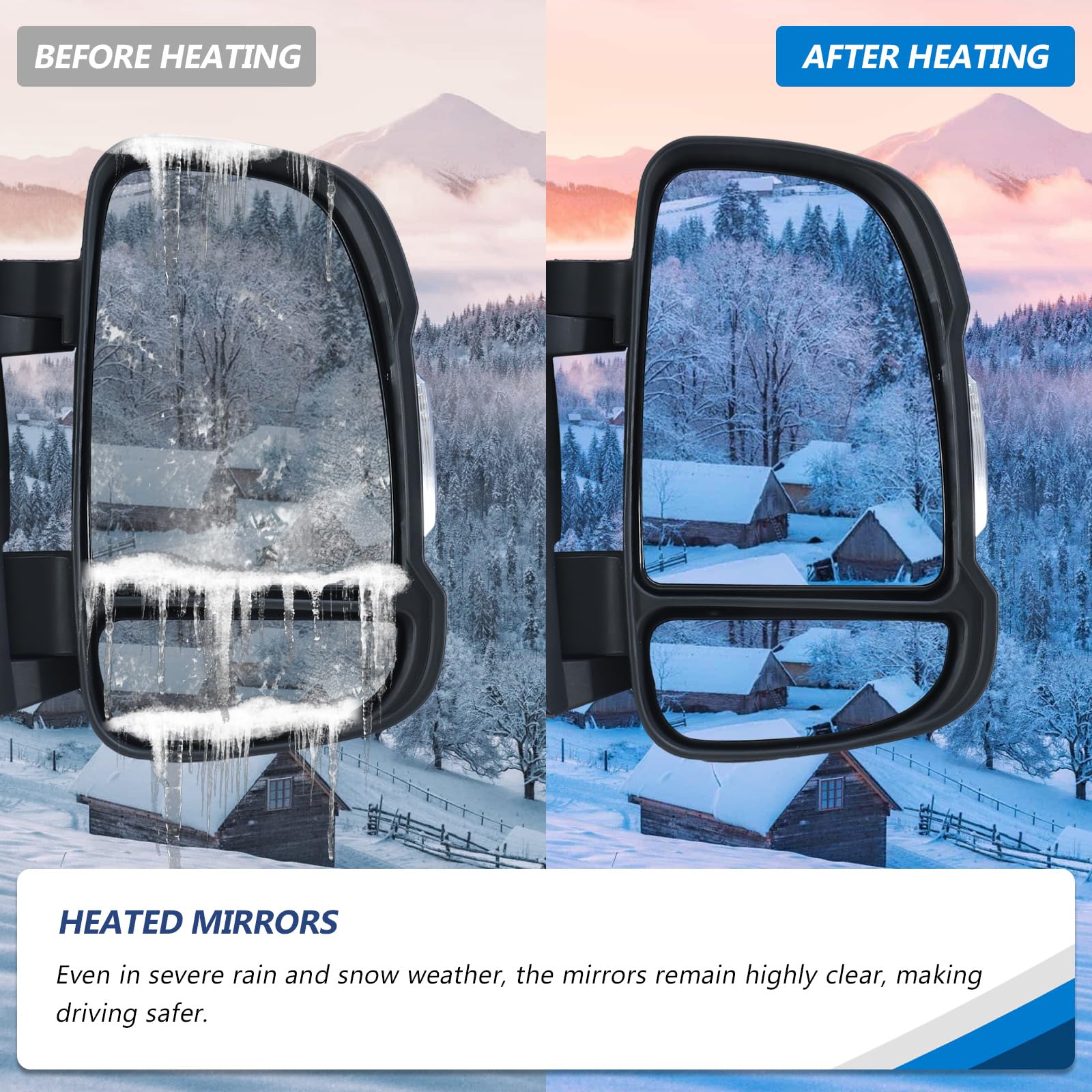 Espejo Retrovisor Derecho Eléctrico Ajustable, Espejo Exterior Derecho Brazo Corto, con Sonda Temperatura Intermitente, para Fiat Ducato/Citroen Jumper/Peugeot Boxer