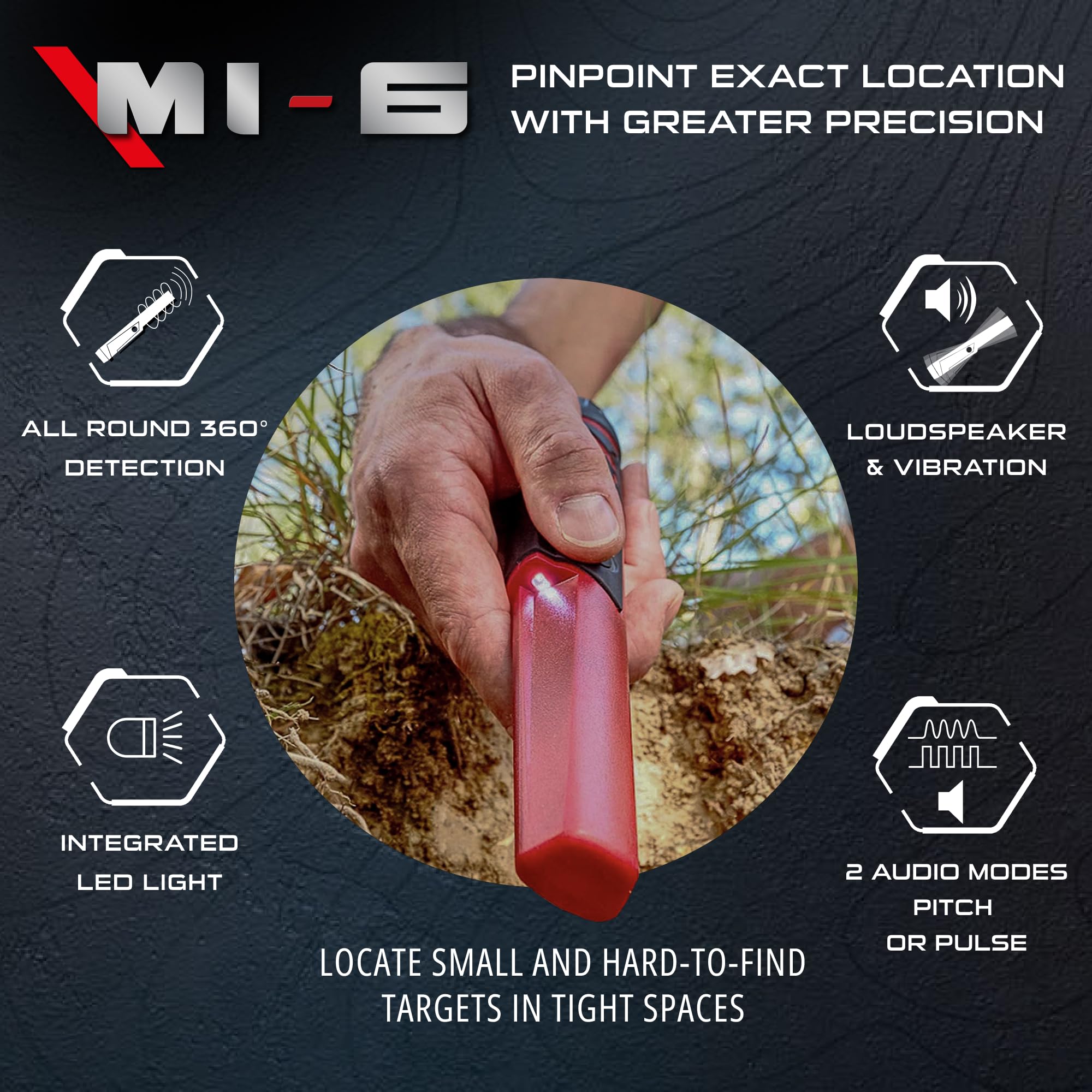 XP Metal Detectors MI-6 Pinpointer, mit drahtloser Verbindung zu den Metalldetektoren Deus II, Deus und ORX, von XP Metal Detectors zur Verwendung durch alle Sondengänger (MI-6)