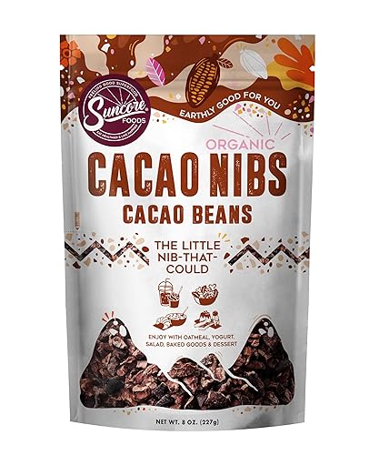 Suncore Foods Puntas de cacao orgánico, sin gluten, sin OMG, 8 onzas (paquete de 1)