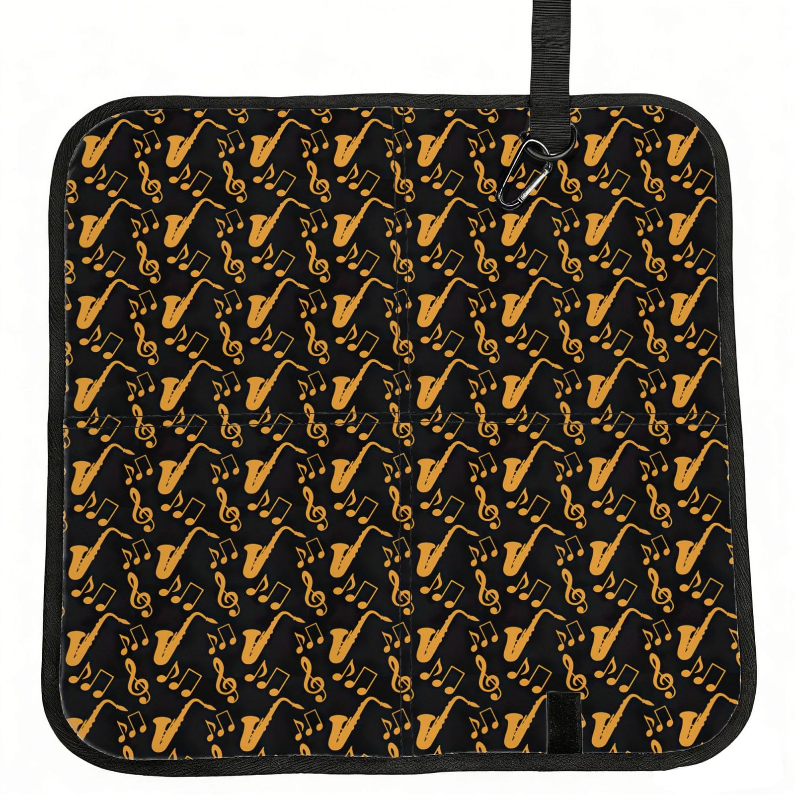 OKFSTY Musical Notes Treble Print Fold Away Seat Cushion Portable Outdoor Pad Polyester Bleacher Bench Mat Travel Picnic Pad