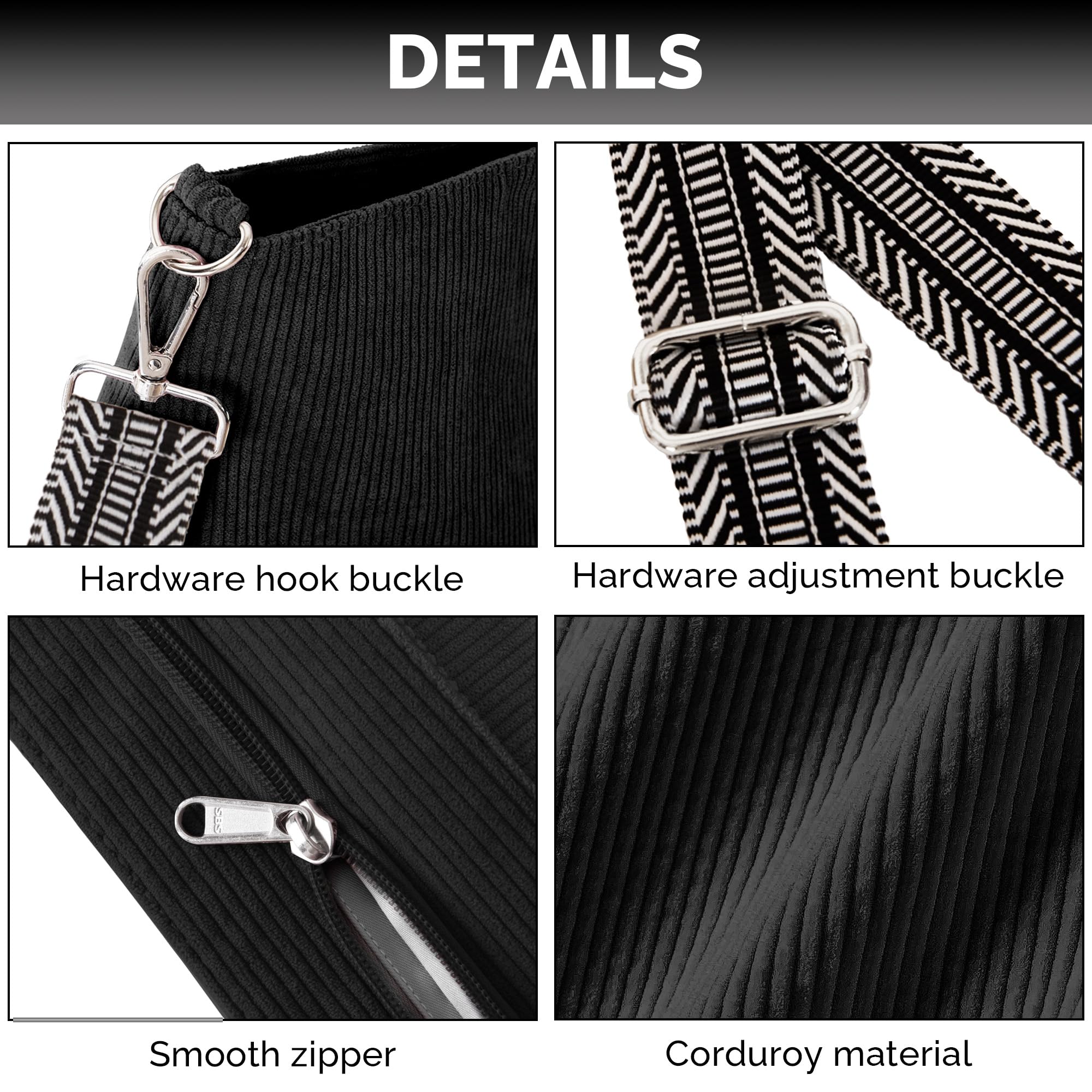 Prite Sac à Main Femme en Velours Côtelé avec Bandoulière Ajustable | Sac Épaule, Cabas, Sac Bandoulière, Grande Capacité, Multi-Poches, Léger, Doux, Lavable, Travail, Shopping, Voyage