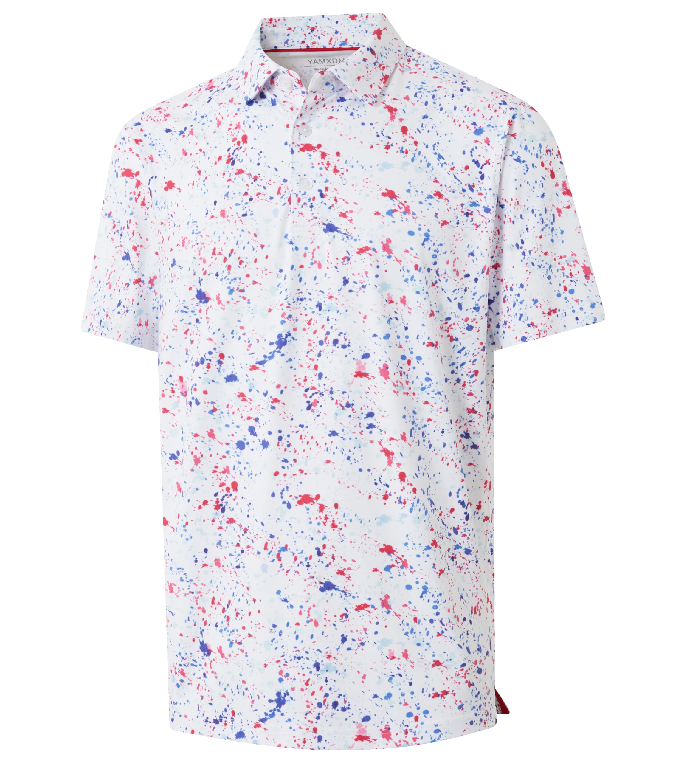 YAMXDM Mens Golf Polo Shirts Print Dry Fit Short Sleeve Casual Shirt | Performance, Moisture Wicking, Breathable, Lightweight, Sun Protection, Collared, Polo Shirts for Men