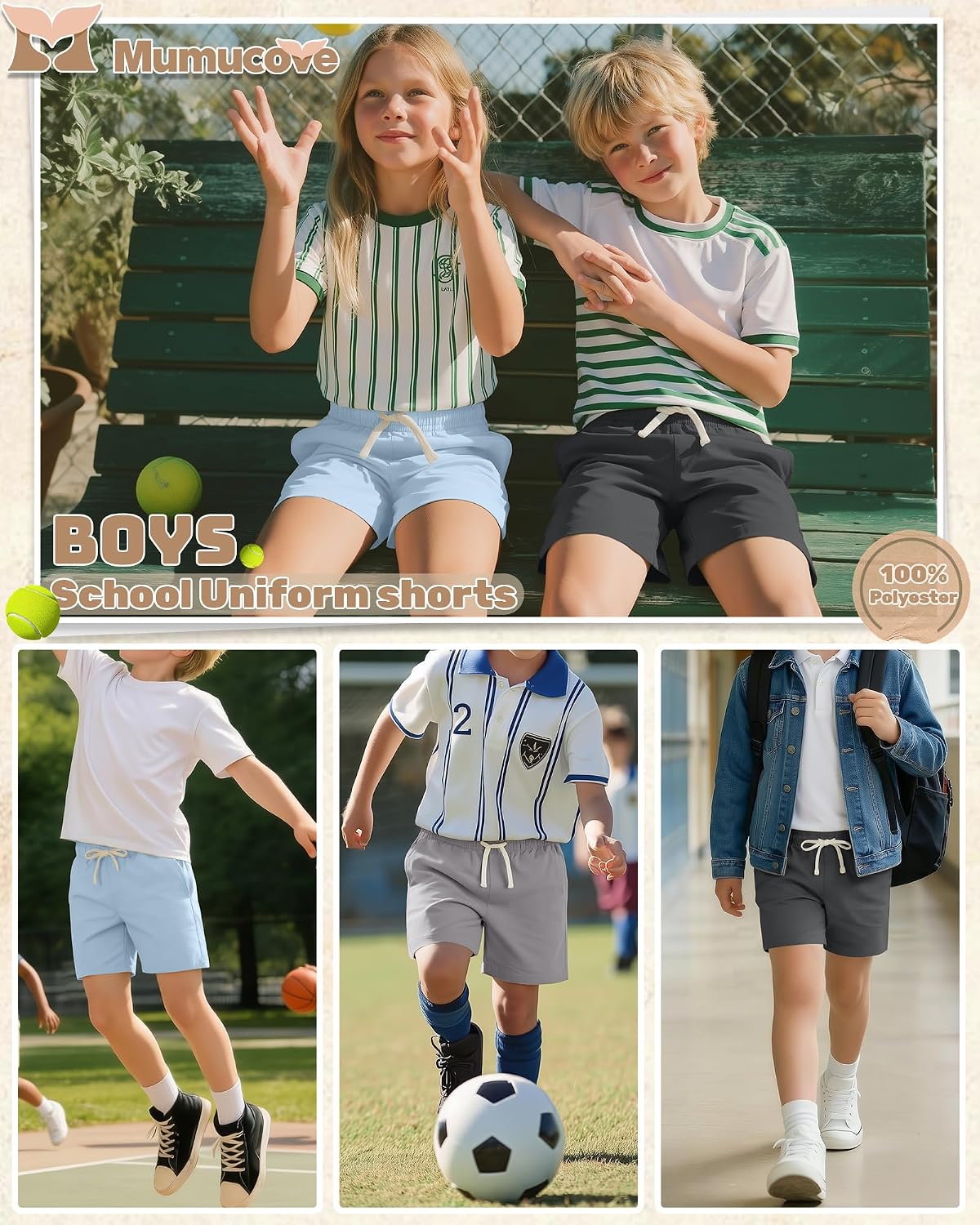 3 Pack Boys Uniform School Shorts