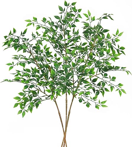 Plantas artificiales, 3 tallos de vegetación sintética de 31 pulgadas, ramas artificiales para jarrón, ramas artificiales para tienda, jardín,