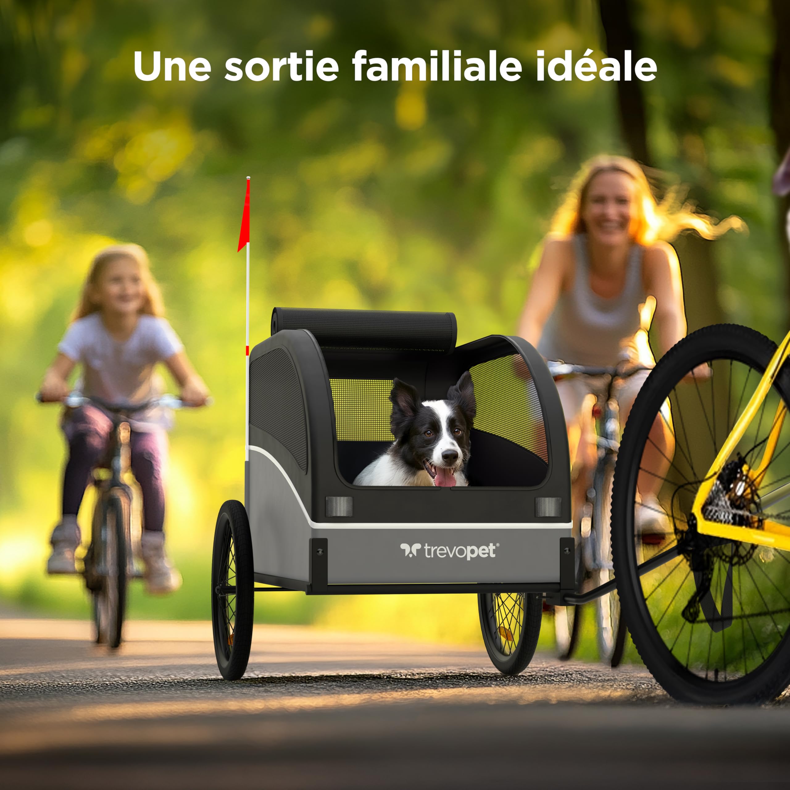 Remorque Velo Chien – Chariot Pliable avec attelage et réflecteurs – Carriole étanche Jusqu’à 40 kg – Compatible avec vélos électriques – Noir