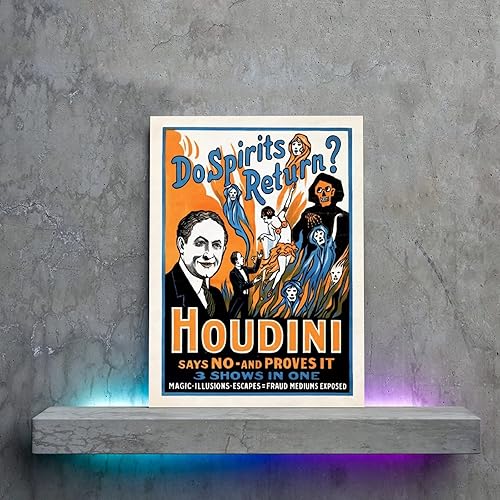 Miniatura 5 de THAELY Harry Houdini - Póster de arte vintage de mago famoso, impresión en lienzo (11) pósteres e impresiones artísticas de pared para sala de