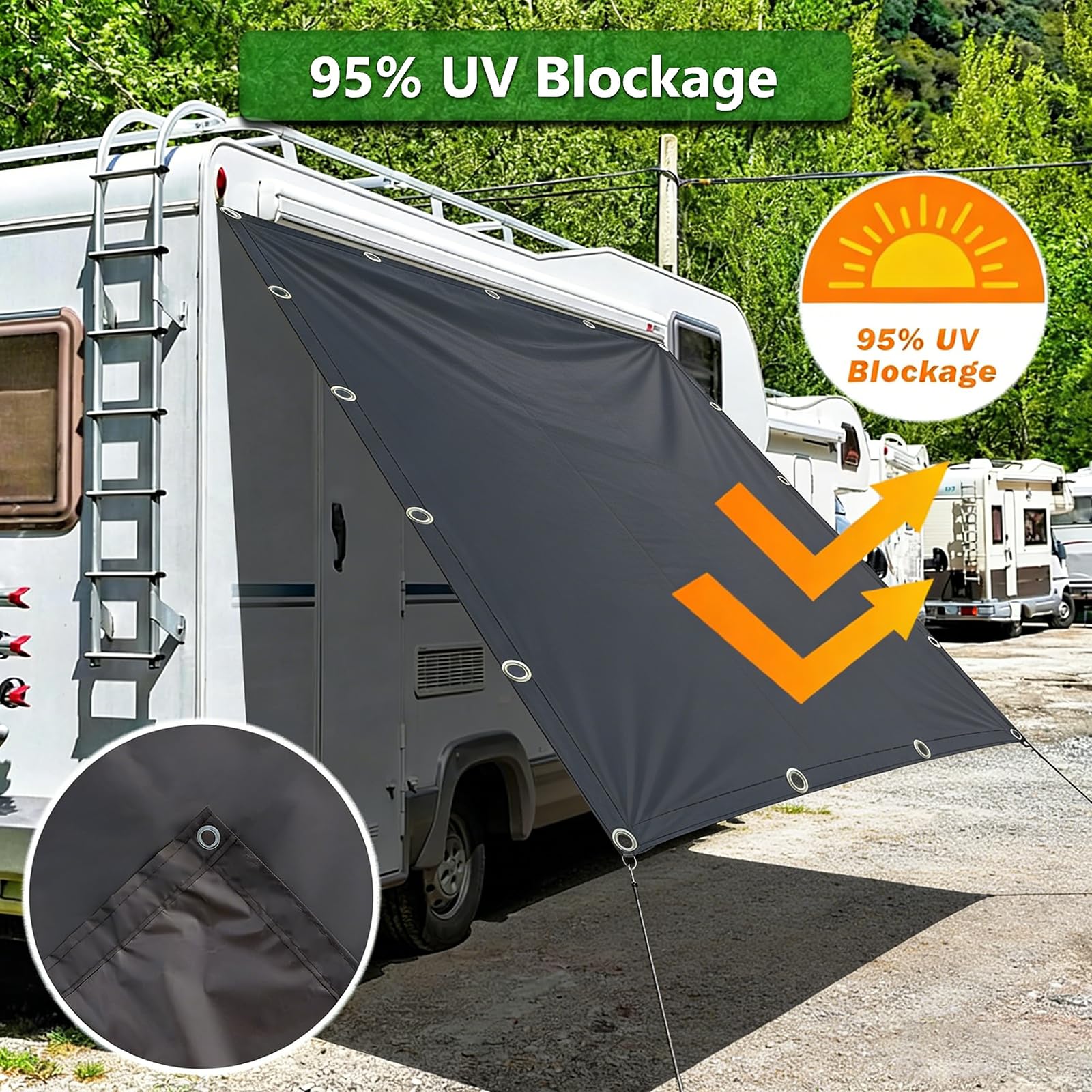 Voile d'ombrage robuste imperméable et anti-UV pour jardin, terrasse, avec œillets et cordons, 3,5 x 3,5 m, gris foncé