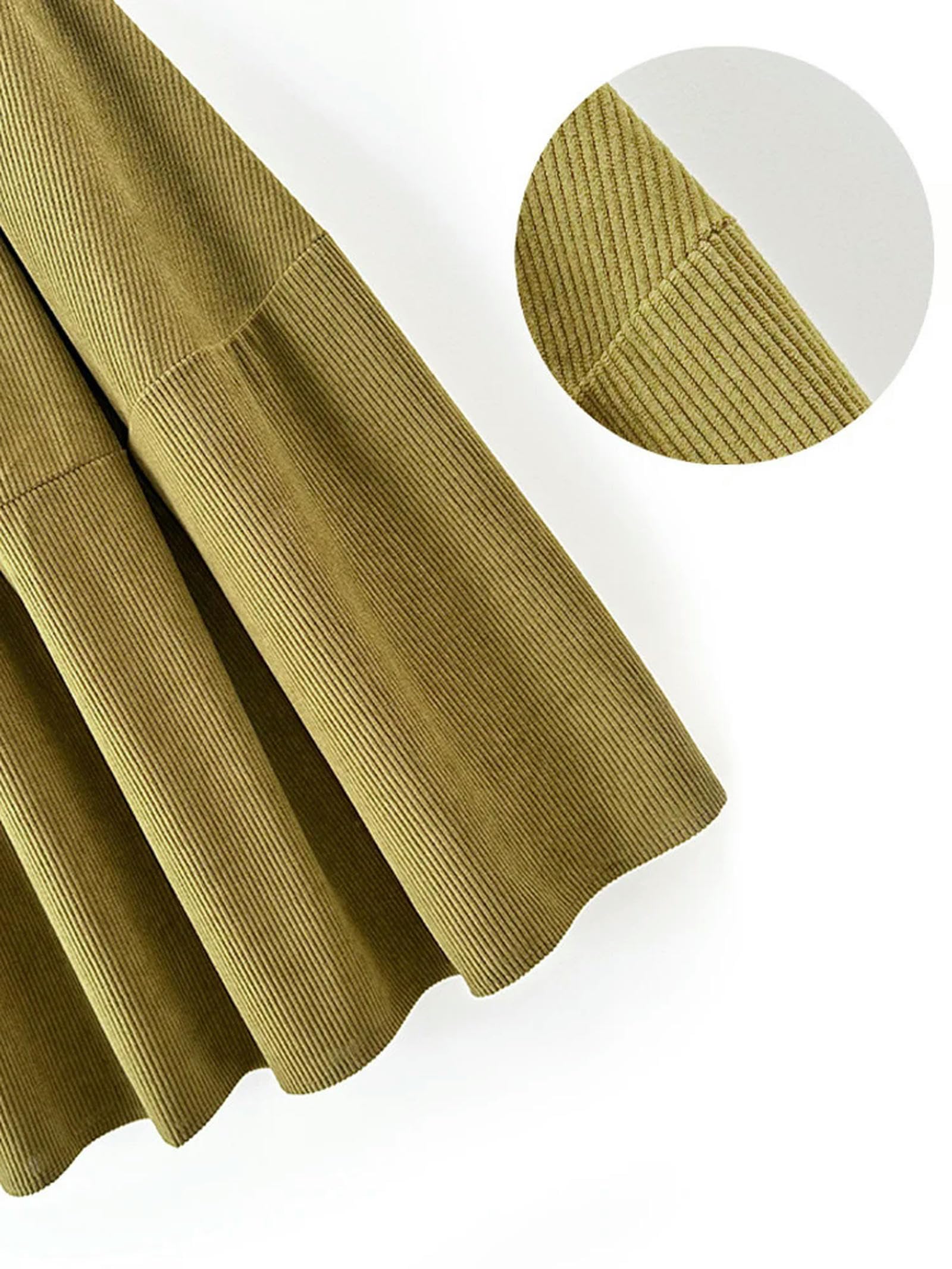 MdybF Gonna Lunga Donna Gonna Lunga Midi Velluto A Coste Femminile con Tasche alla Moda con Gonne Oscillanti A Pieghe in Alto Inverno Autunno Inverno-Verde-Taglia Unica