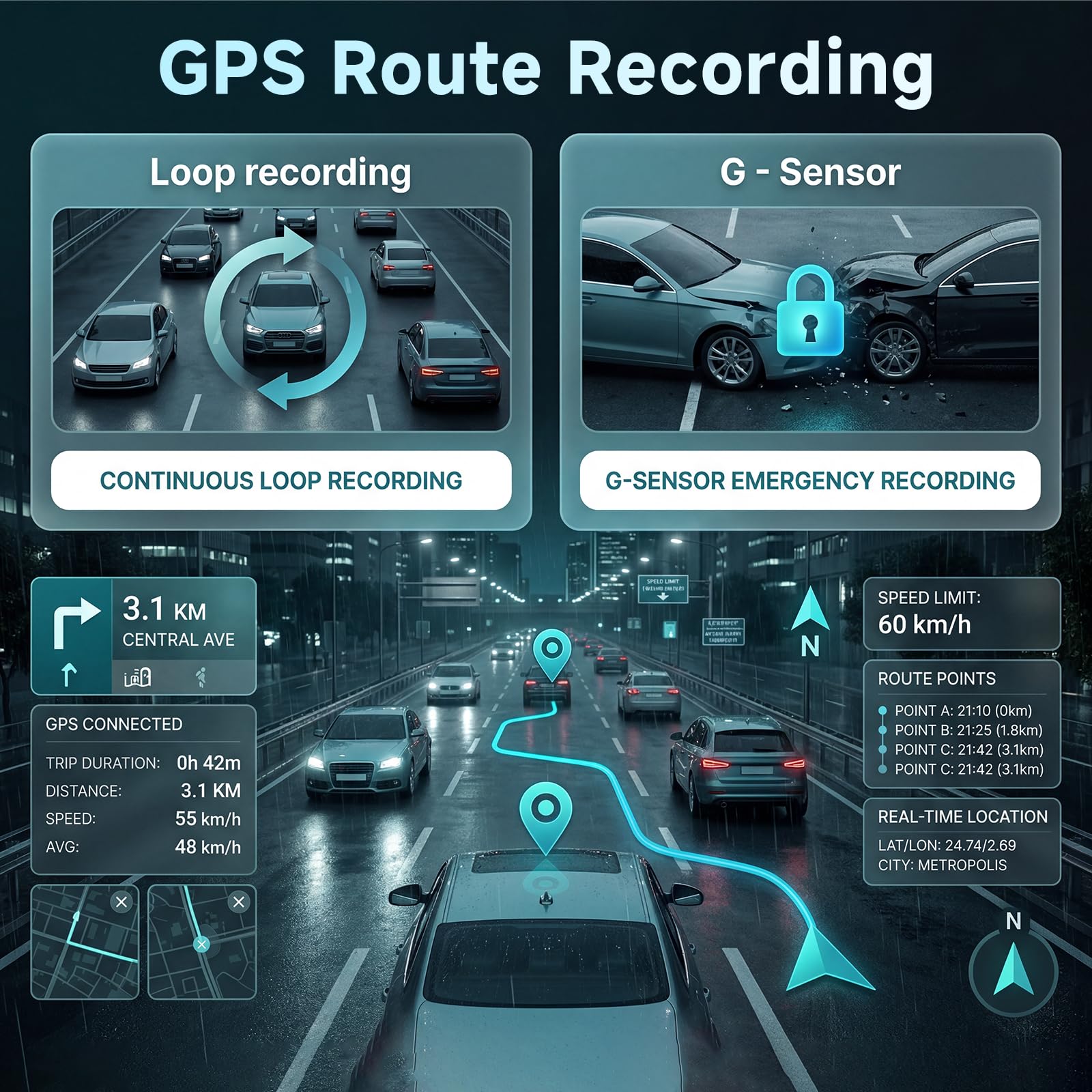 Hodozzy 4K Dashcam Cámara Frontal y Cámara Trasera 2,5K, Pantalla 3,16 Pulgadas, Cámara para Salpicadero de Coche, 5,8GHz WiFi App, ADAS BSD LCA, Sensor G Grabación en Bucle, Monitor en Aparcamiento