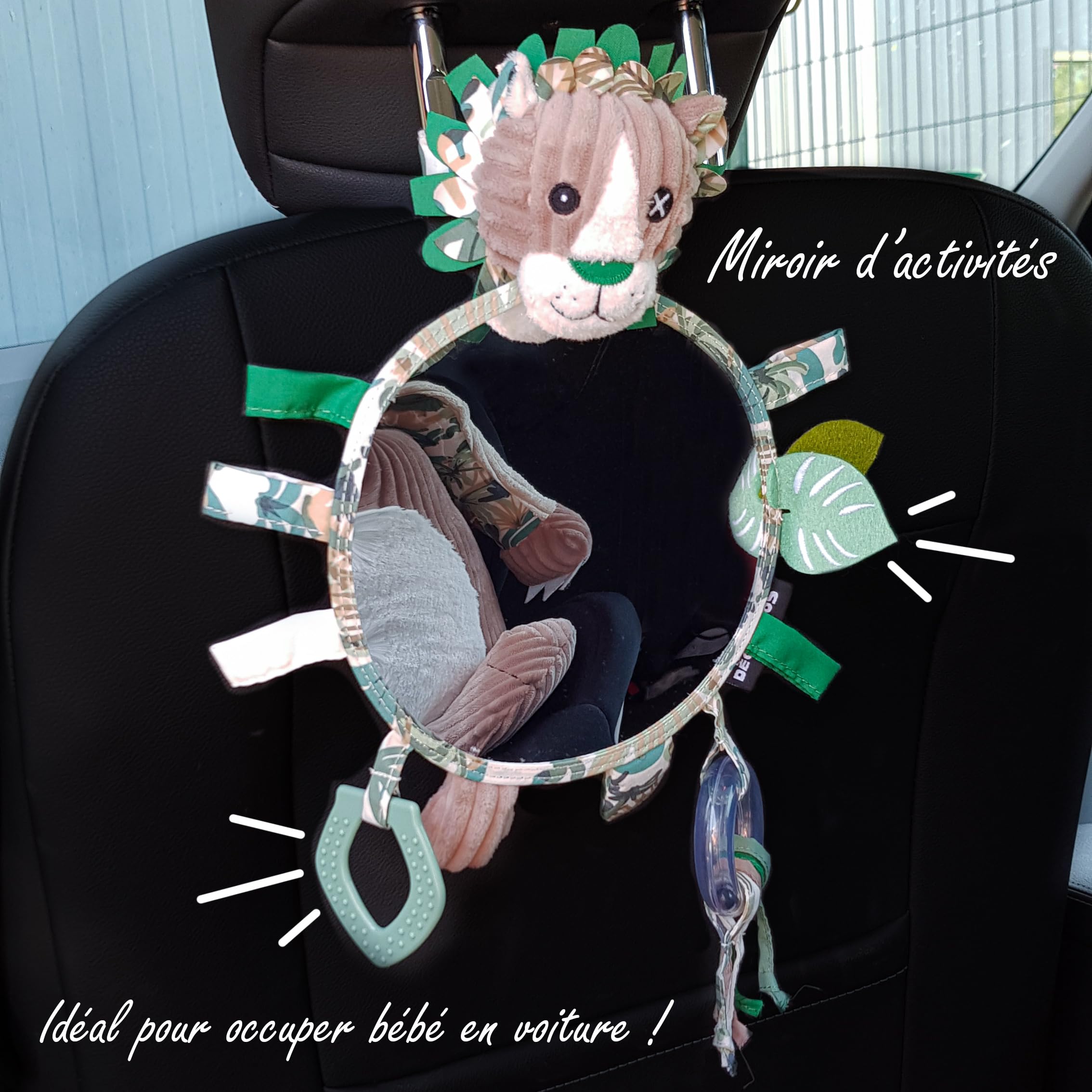 Les Déglingos Grand Miroir d'Activités Jélékros le Lion Jouet d'éveil Bébé Puériculture Accessoire Berceau , 1 Ensemble