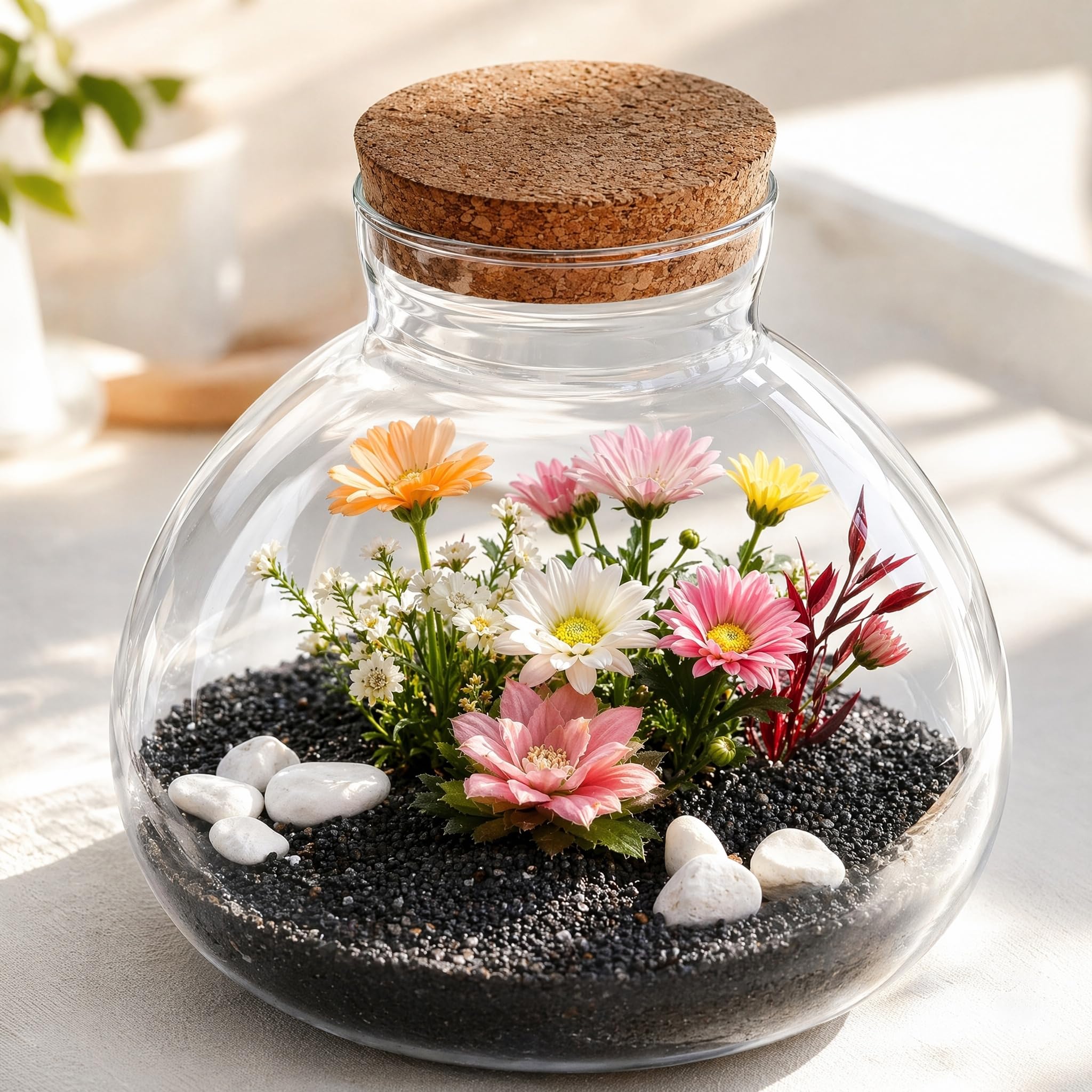 Milisten Terrarium en verre pour plantes, terrarium en liège - Vase en verre - Station de propagation des plantes pour la maison et le bureau - 15 x 16 cm