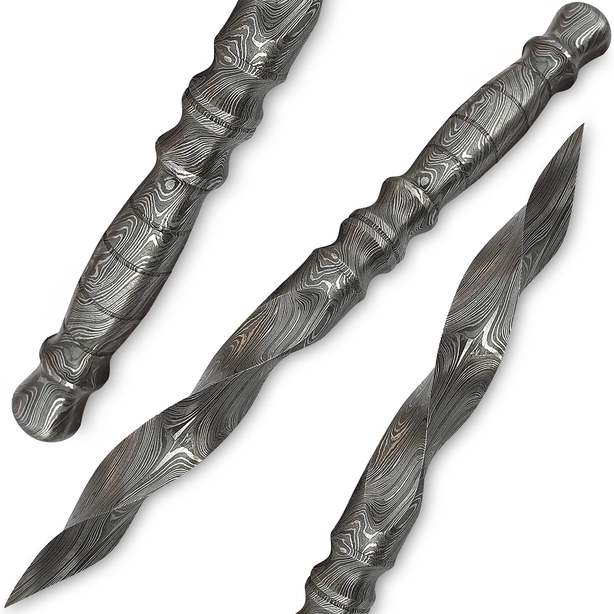 Steel Craft Hand Forged Damascus Steel Tri Dagger, 9 inches Tri Dagger , Heavy Duty Tri dagger with Sheath, Best for Knives Lover ELIN1013