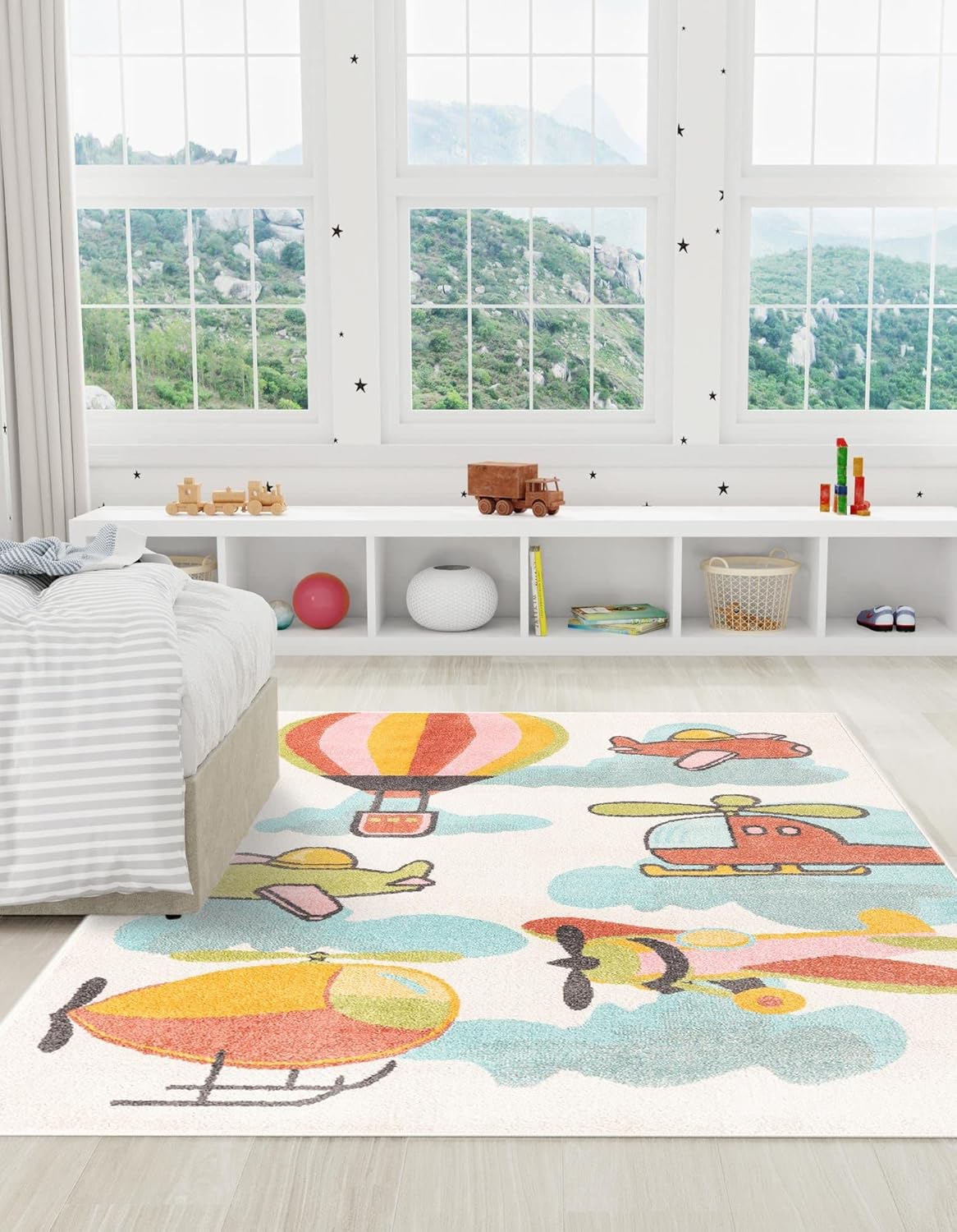 Unique Loom Whimsy Collection Area Rug (Rectangular 5' 3" x 8' 0", Multi/ Light Blue)