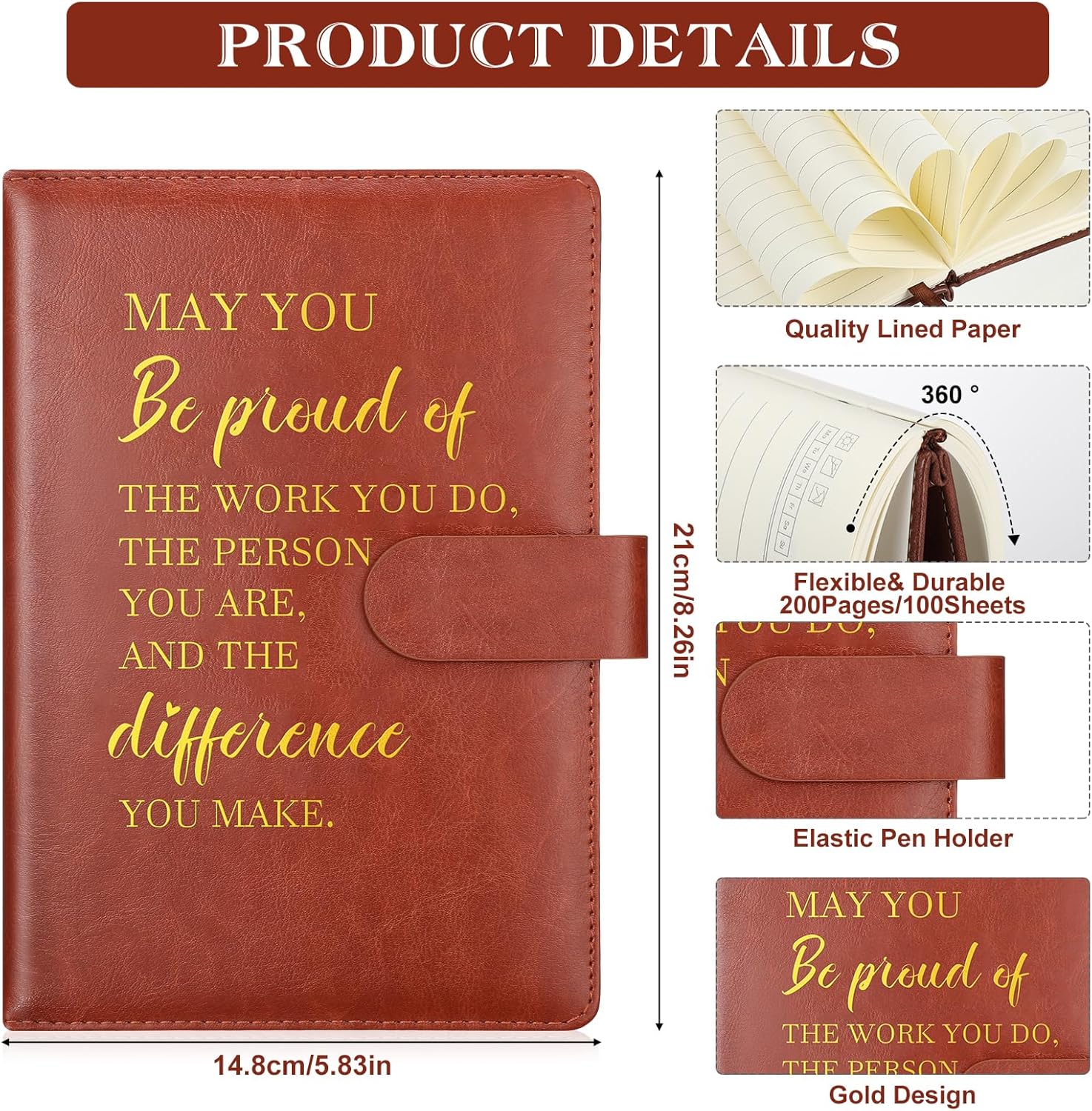Colarr 10 Pieces Volunteer Appreciation Gifts A5 Leather Journals May You Be Proud of The Work You Do Thank Gifts Inspirational Notebook for Teacher Nurse Coworker Office Supplies