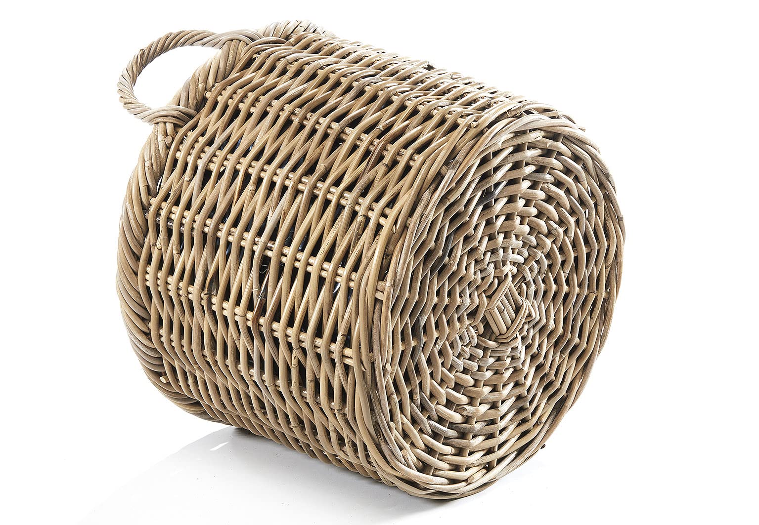 Kobolo Pflanzkorb 2er Set aus Rattan runde Körbe mit Griffen Grau