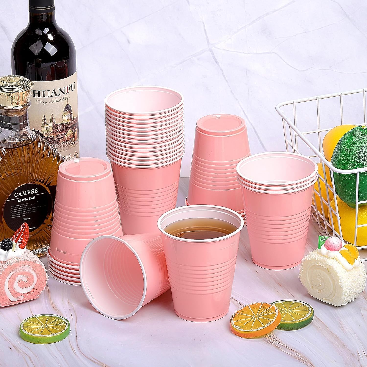30 Pcs 16 oz Disposable Plastic Cups Bulk for Graduation Party Wedding Theme Party Birthday (Light Pink) - Image 6