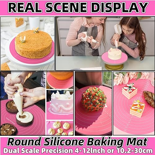 Miniatura 6 de Tapete de silicona para hornear, tapete de silicona para tartas, tapete de silicona para hornear con medidas para tartas, soporte antiadherente,