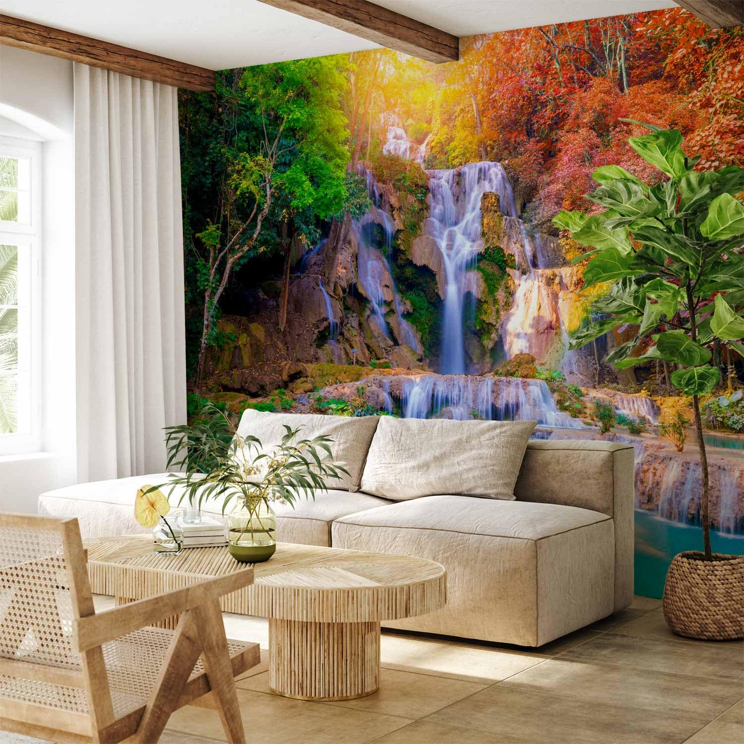 murando - Fototapete Premium-Vlies Wasserfall Tapeten, Schlafzimmer, modern | Premium-Vliesstoff, Full HD Druck, hochwertige Verarbeitung fürs Wohnzimmer, schnelle Montage, lichtbeständig, geruchsfrei
