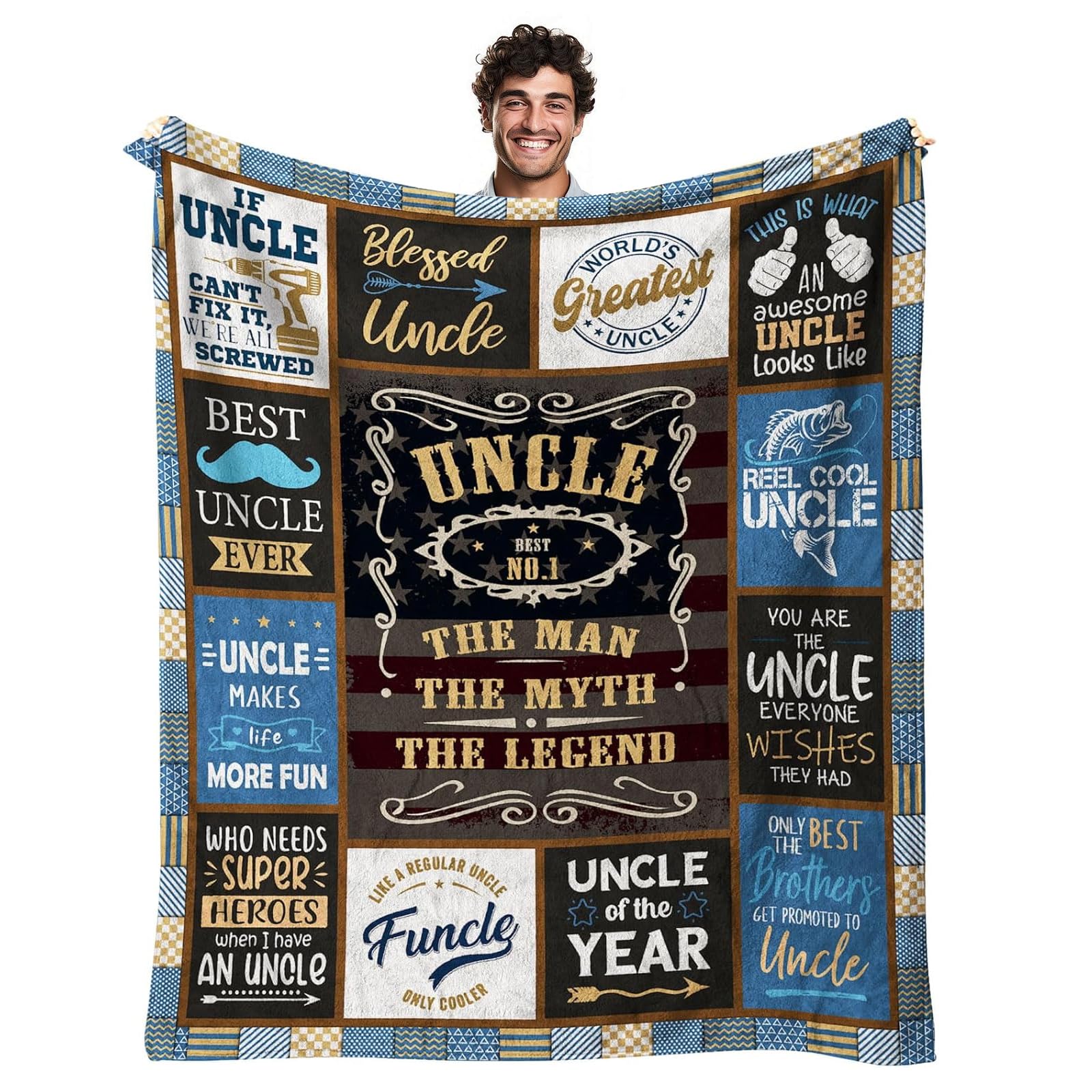SIMDAO Uncle Gifts, 60 * 50in Flannel Blanket, Gift for Uncles from Niece/Nephew, Best Uncle Gift for Birthday, Christmas, Thanksgiving