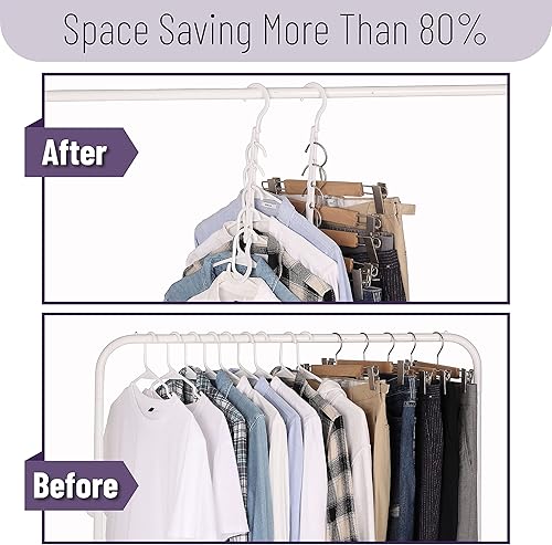 Miniatura 6 de Mr. Pen - Perchas de ahorro de espacio para ropa, 24 piezas, color blanco, perchas de plástico para ropa que ahorran espacio, 5 ranuras, ganchos