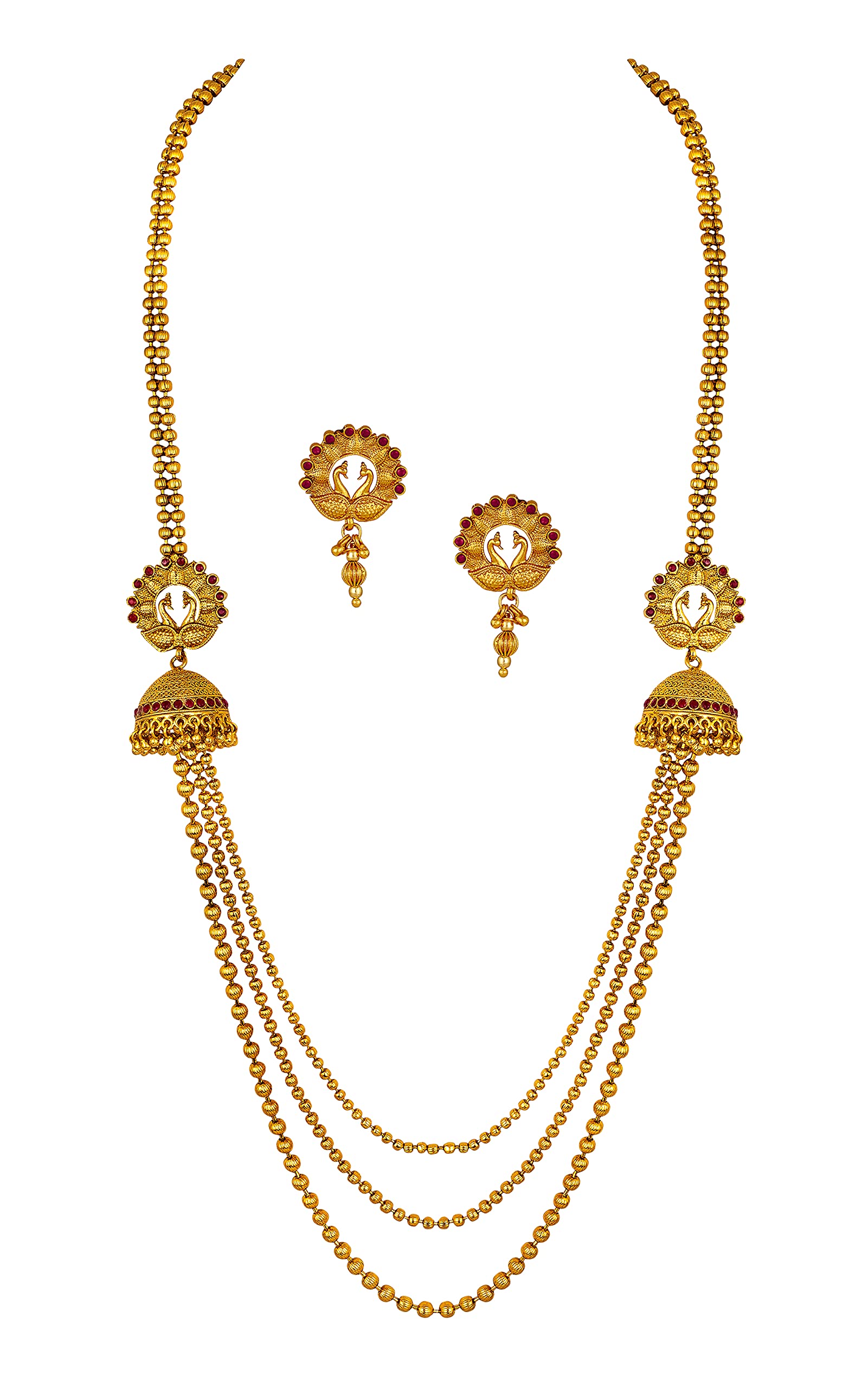 JFL - Jewellery for Less Traditional Multi-Strand Long Rani Haar With Earring Set For Women abd Girls. (Red),Valentine (B097JW4B1X) Amazon Price History, Amazon Price Tracker
