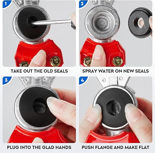 Miniatura 5 de Glad - Manijas de mano Air Glad para semirremolques y remolques con asas de extensión, empuñaduras de tractor Glad con sellos para manguera de aire,