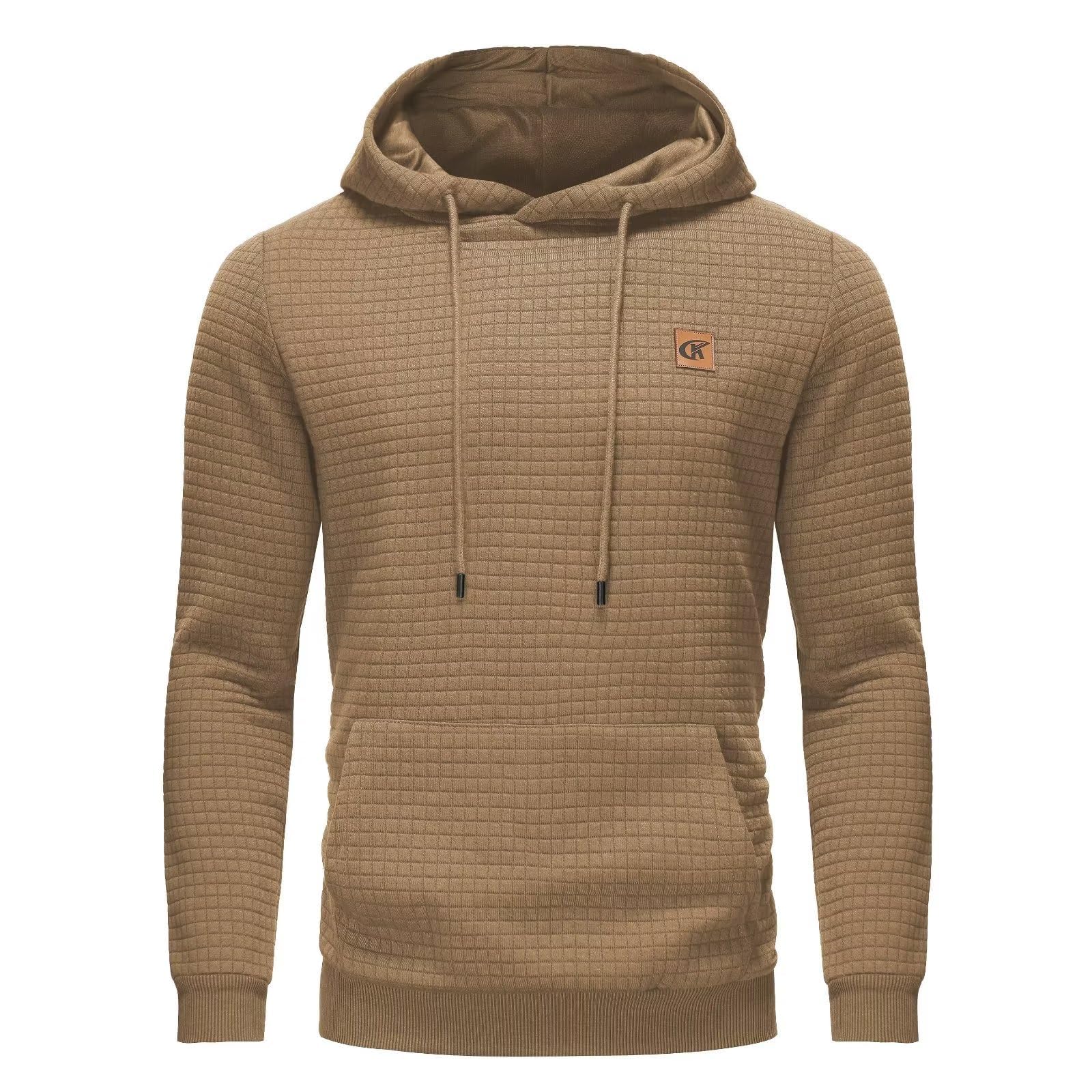 YuKaiChen Herren Kapuzenpullover Casual Langarm Karierten Kordelzug Jacquard Hooded Sweat mit Fleece Innenseite