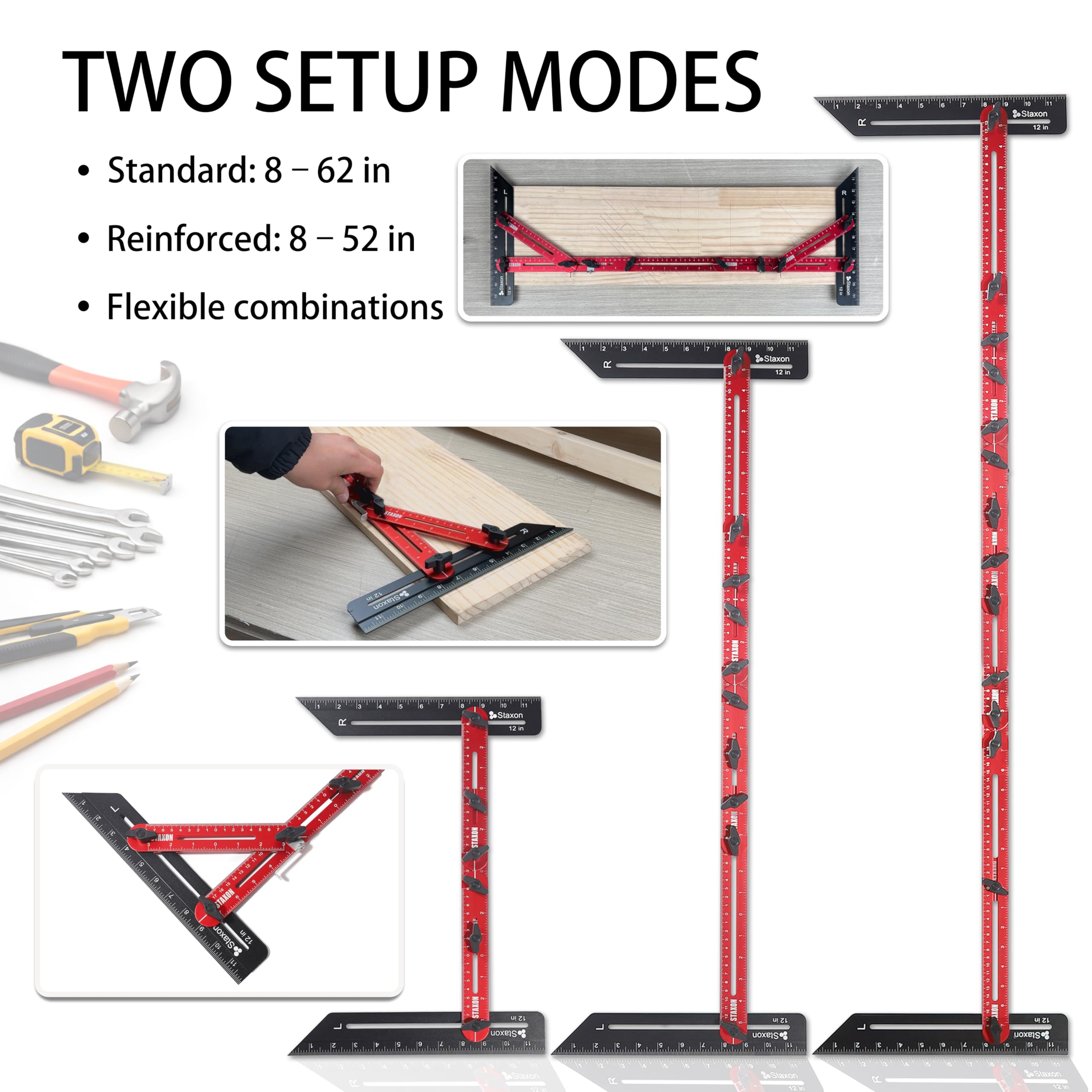 Stair Tread Template Tool – Stair Tread Gauge, Hidden Screw Slide Rail Stair Tools for Stair Measuring Tool Stair Gauge Jig Stair Template Stair Step Tool（Black+Red） — Amazon image 6