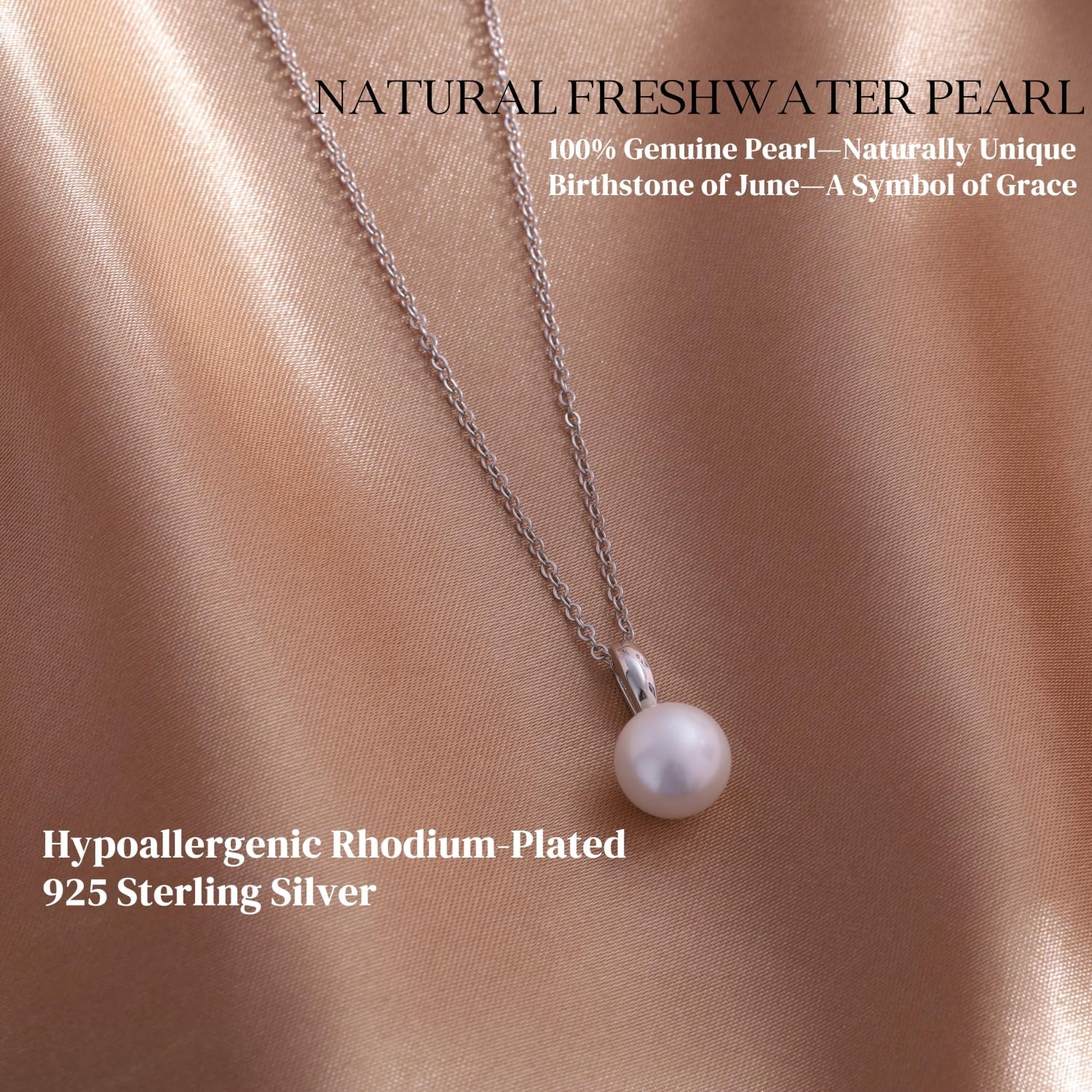 GAVU 925 Sterling Silver Freshwater Pearl Necklace for Women, Handpicked AAA Single Pearl Pendant Necklace - Image 4
