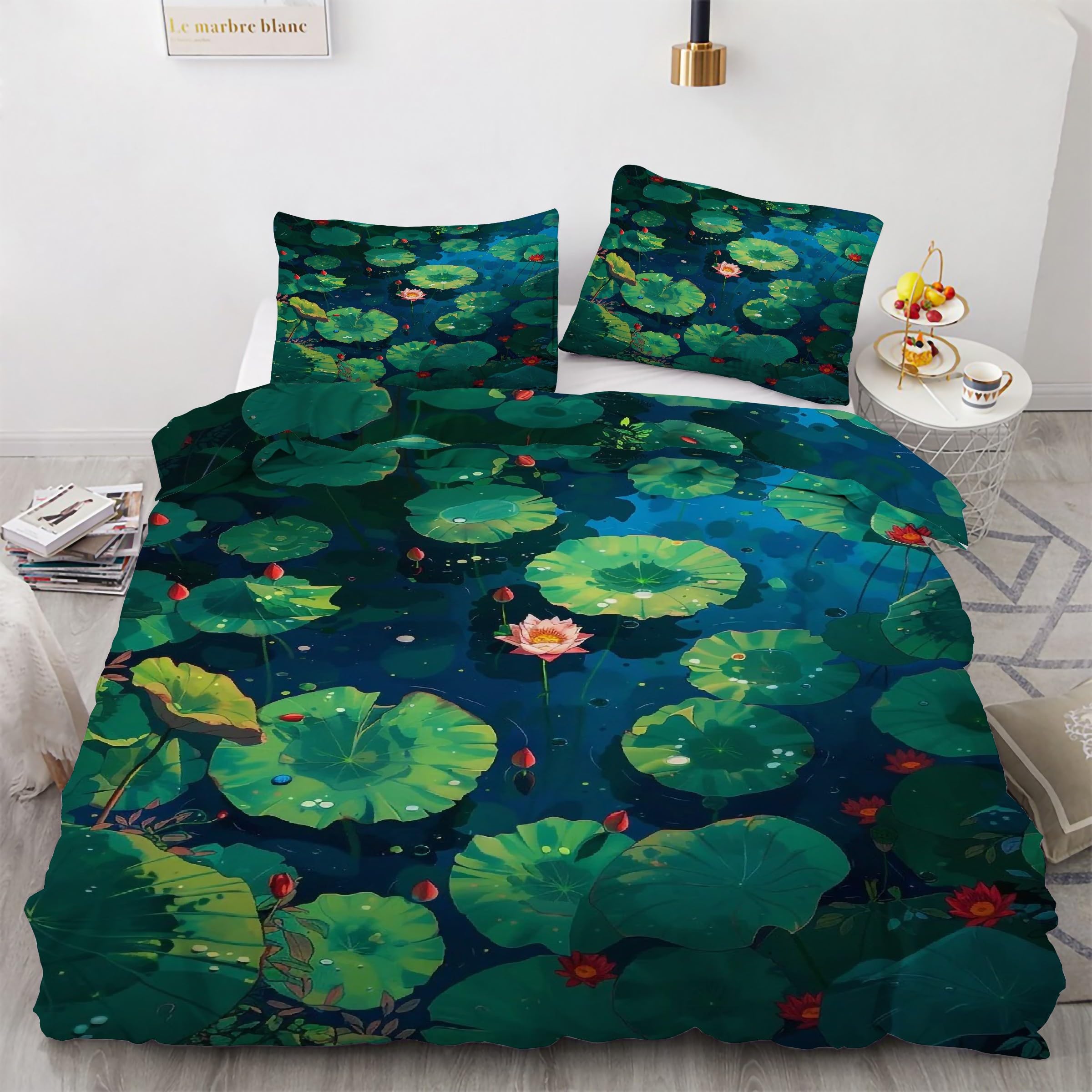 Housse de couette 200x200 fleurs parure de lit 3 pièces microfibre avec fermeture éclair