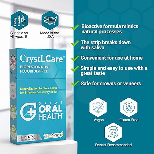 Miniatura 8 de CrystLCare - Tratamiento de sensibilidad dental para un alivio duradero para adultos y niños, tiras dentales sensibles para remineralización de