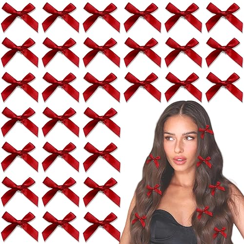 Vista 148 de 30 piezas de pinzas para el cabello con lazo de raso rosa, accesorios para el cabello con lazo de raso mini, lindos lazos para el cabello, barretas